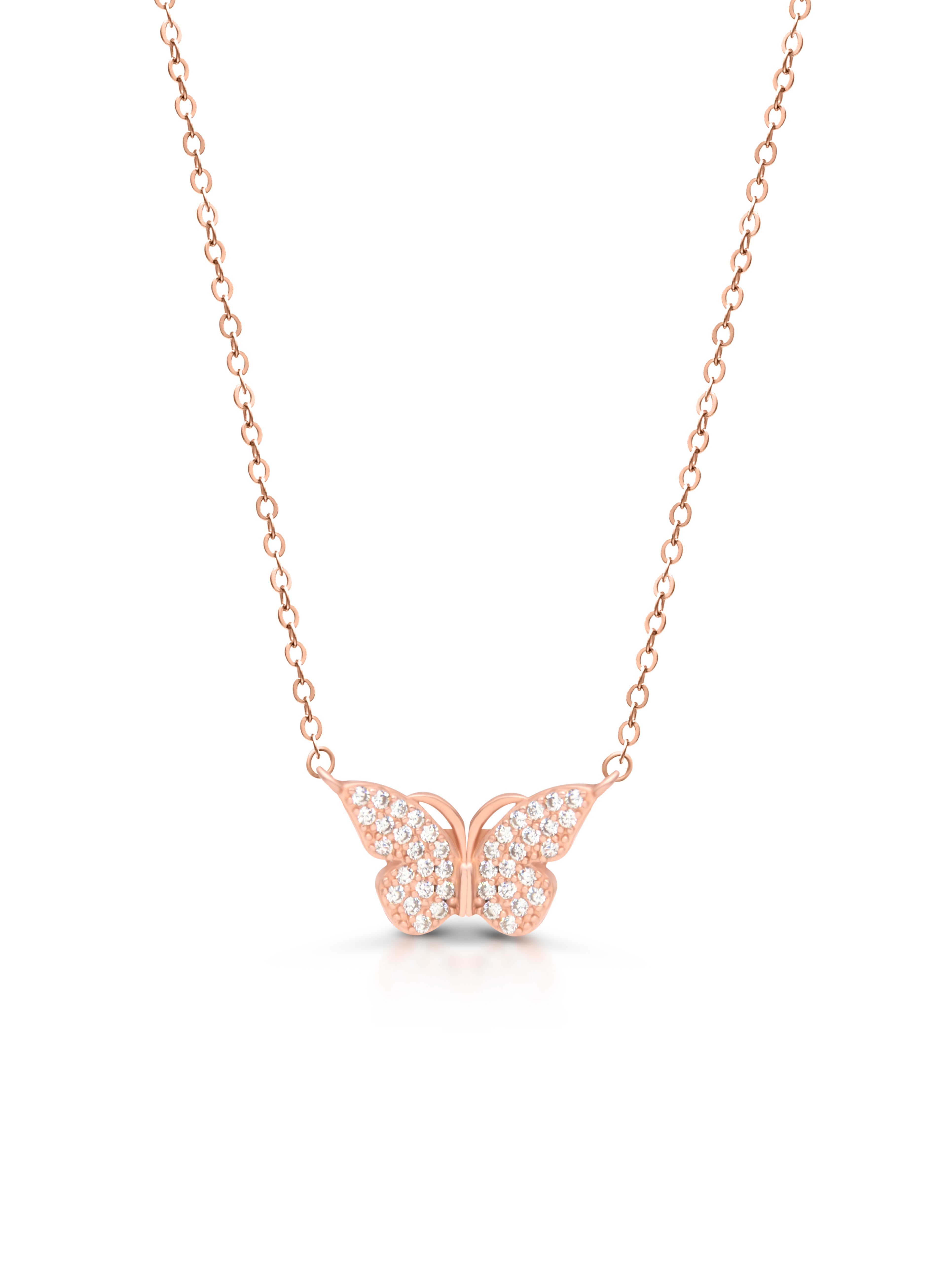 Magnetic Wings Silver Butterfly Chain