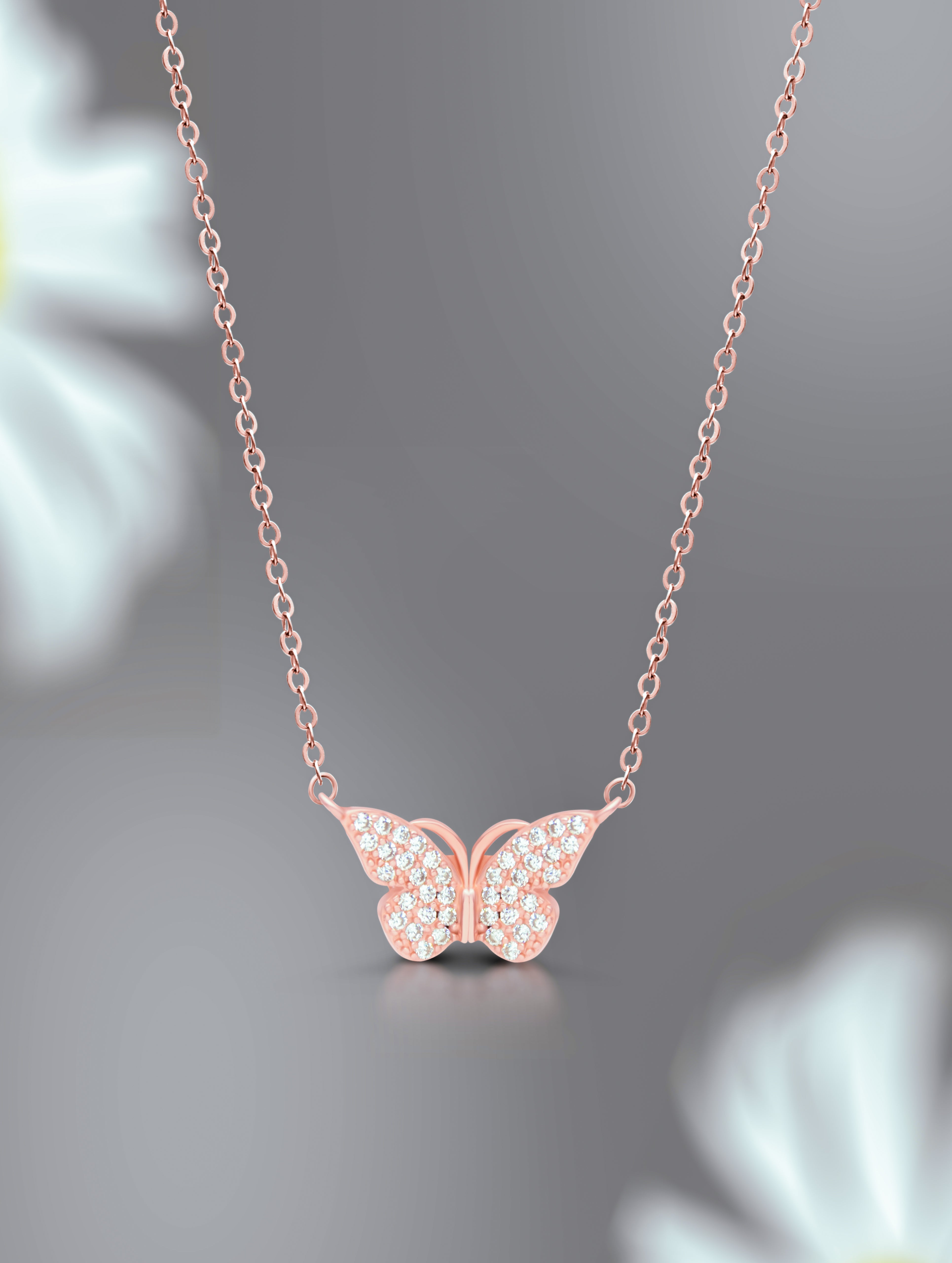 Magnetic Wings Silver Butterfly Chain