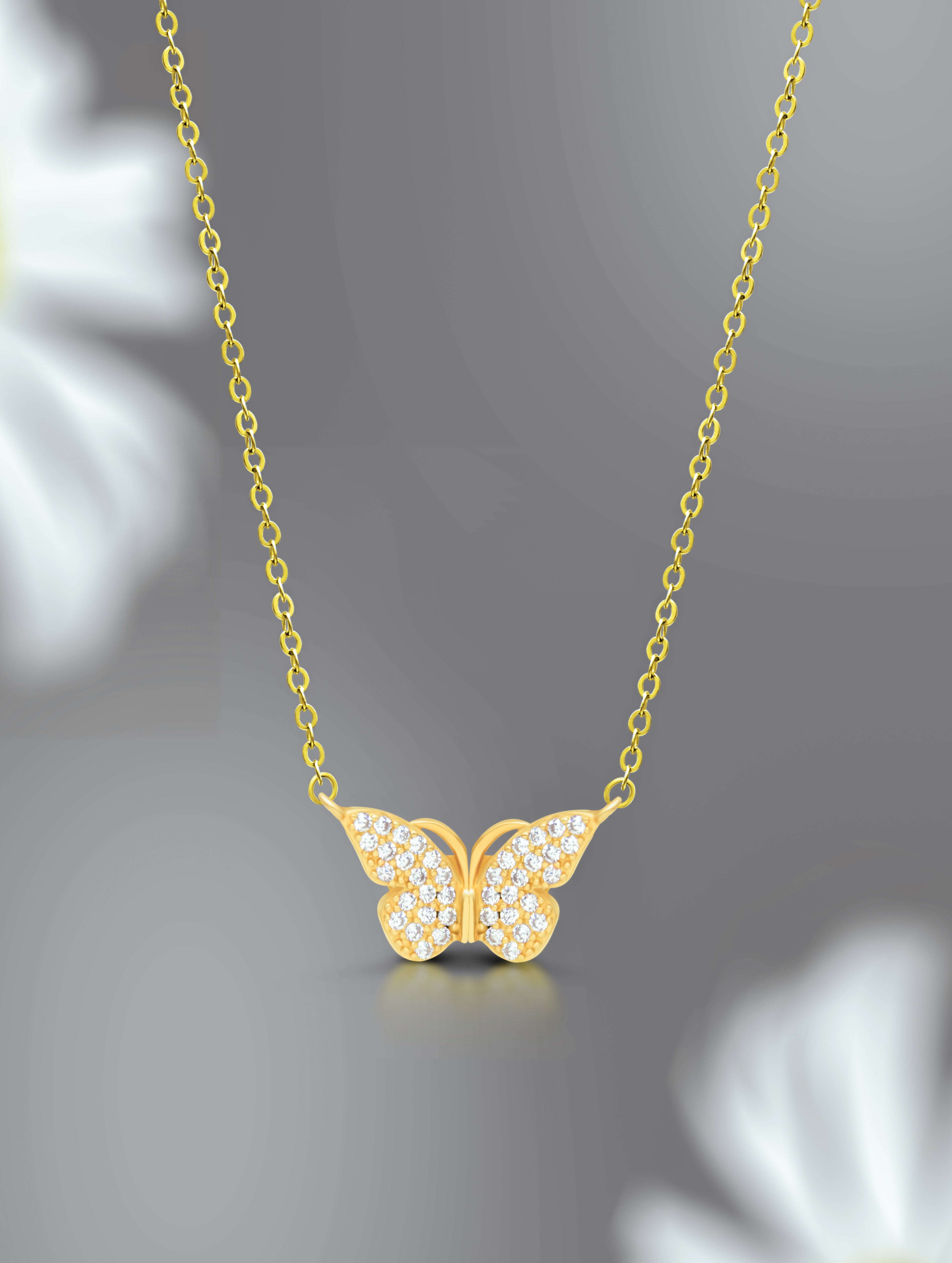 Magnetic Wings Silver Butterfly Chain
