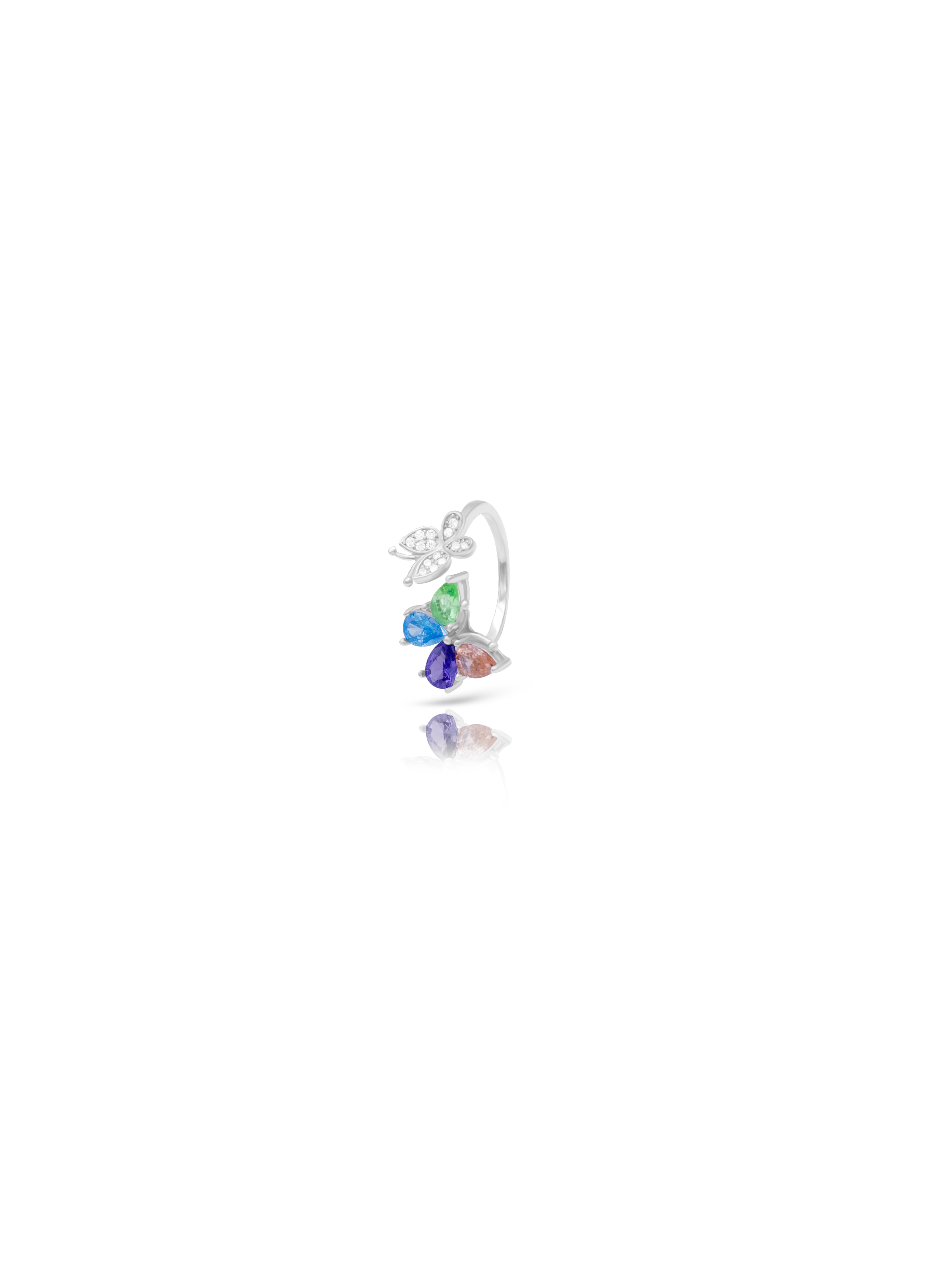 Dual Stone Silver Ring with Swarovski Zircon
