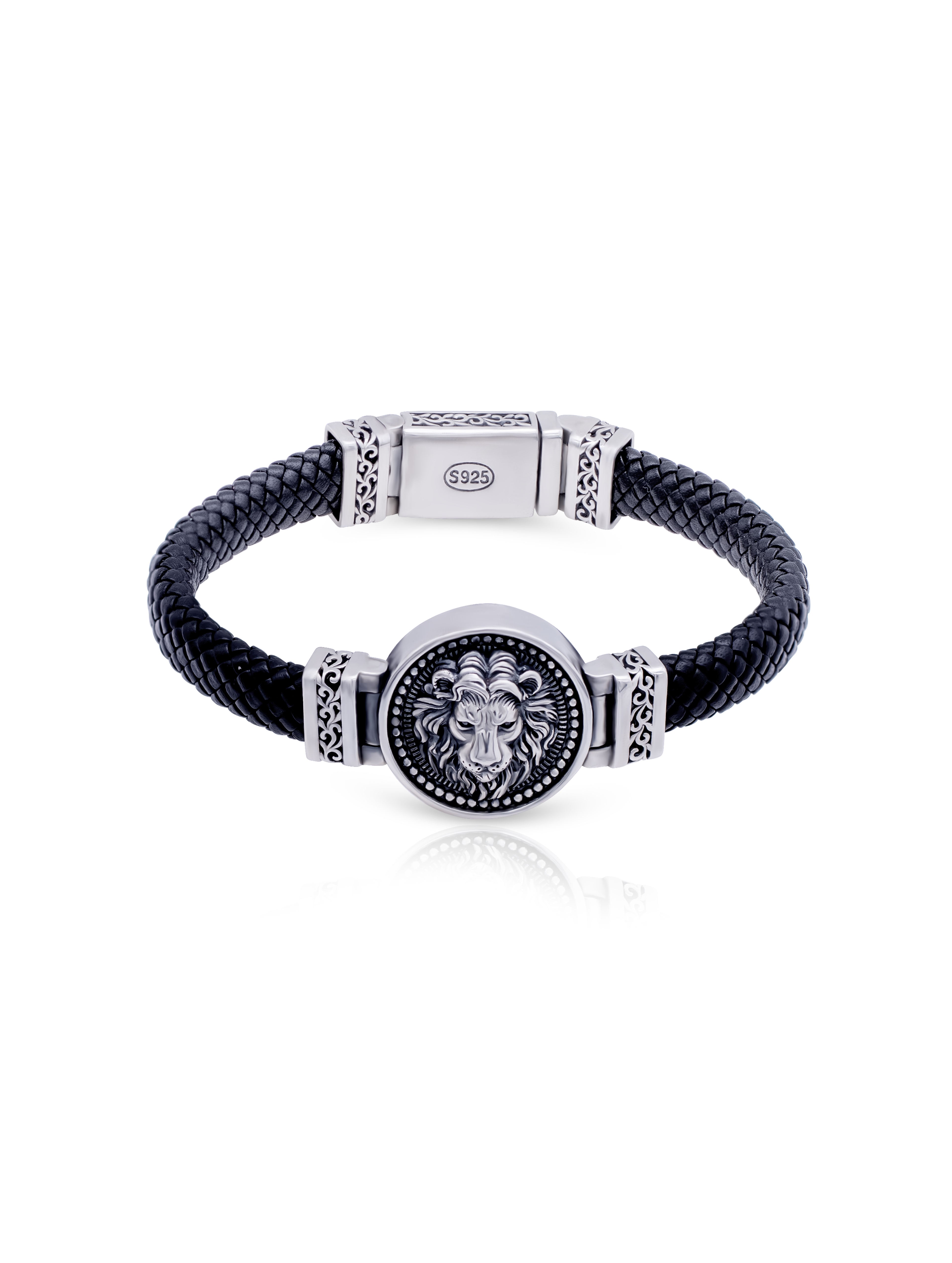 Rugged Silver Clasp Leather Bracelet
