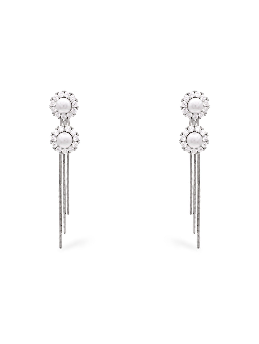Double Pearl Dangle Earrings
