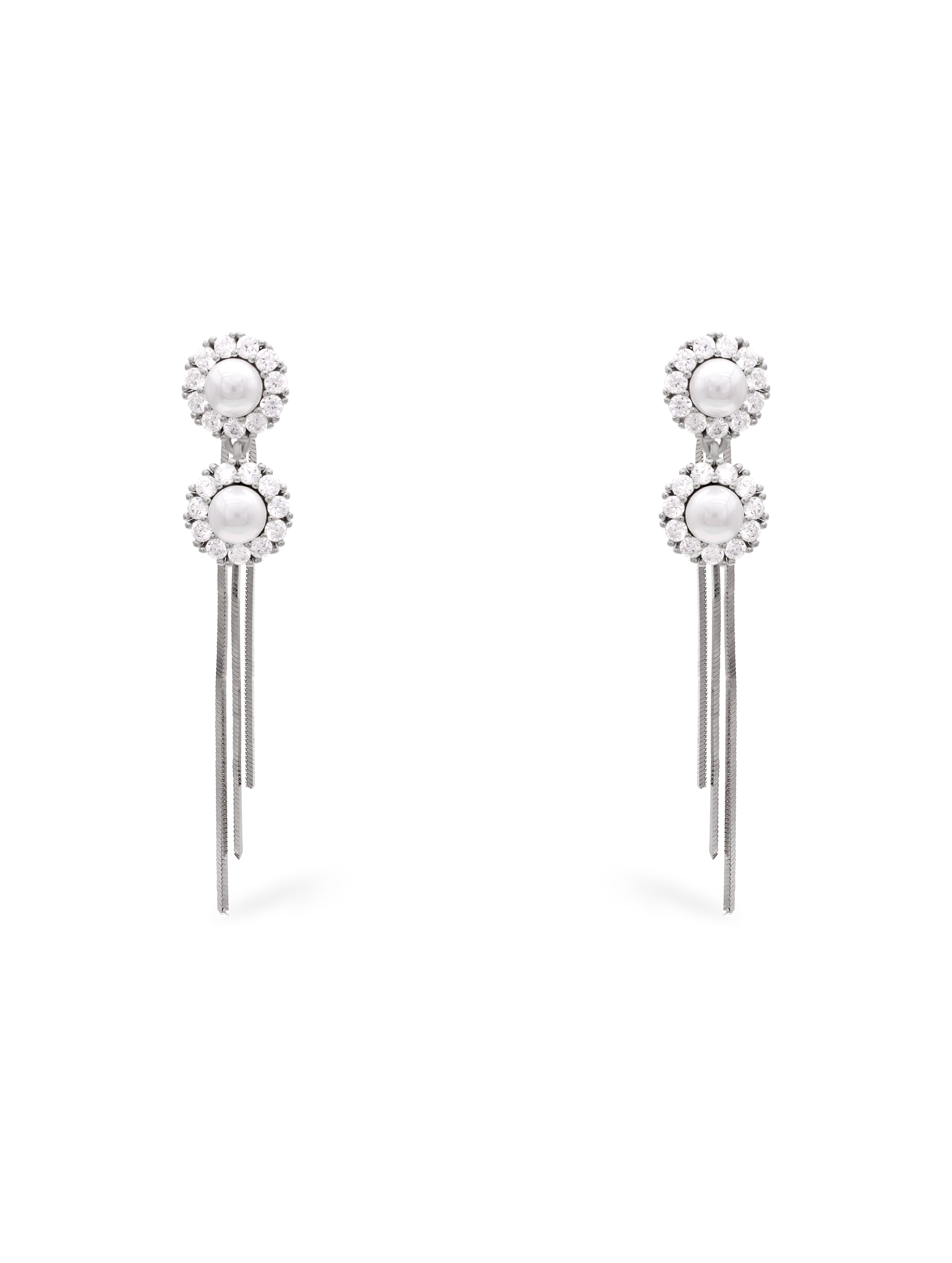 Double Pearl Dangle Earrings