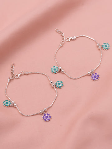 Bloom Charm Silver Anklet