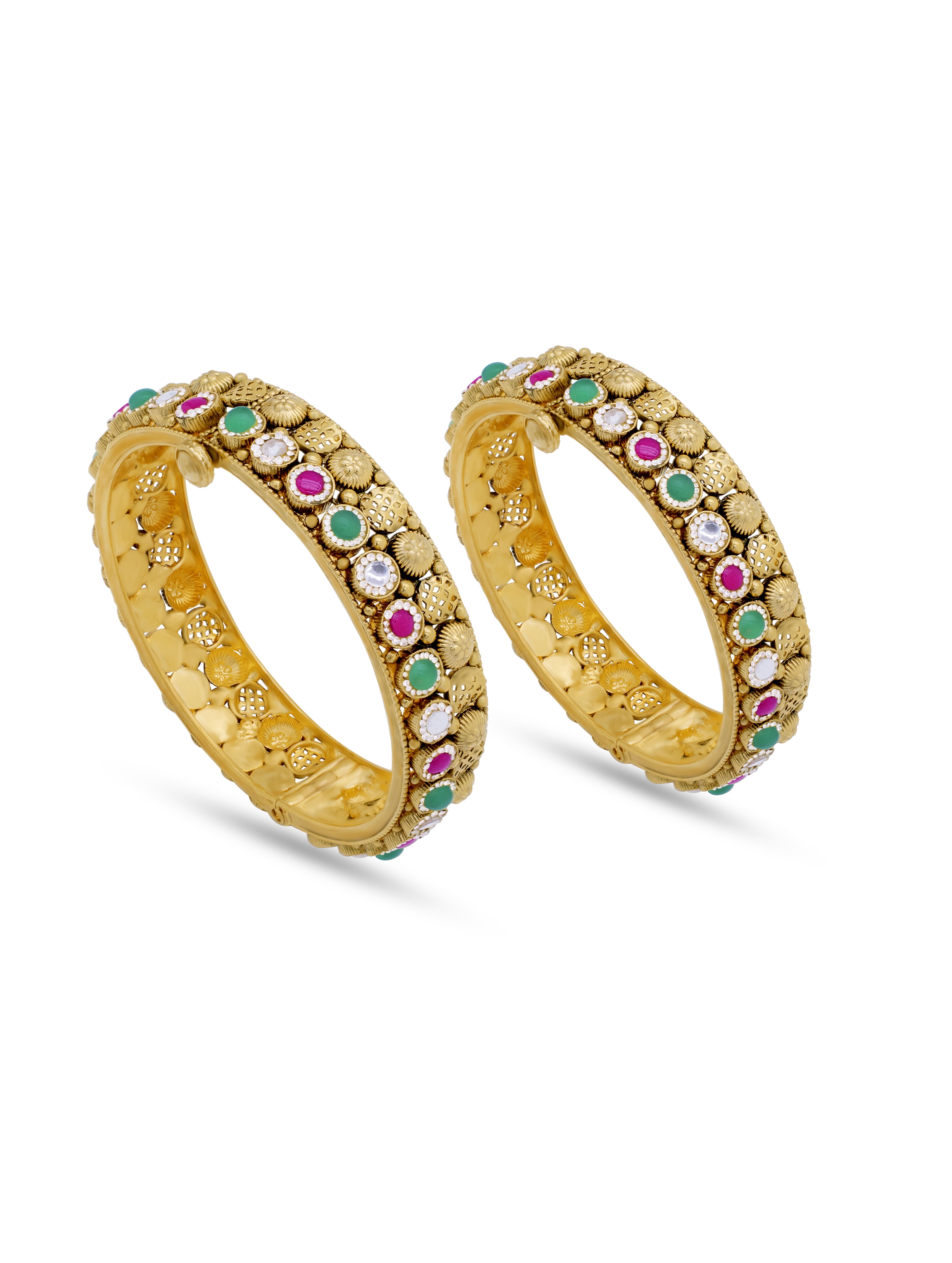 22K Gold Plated Stone Bangles