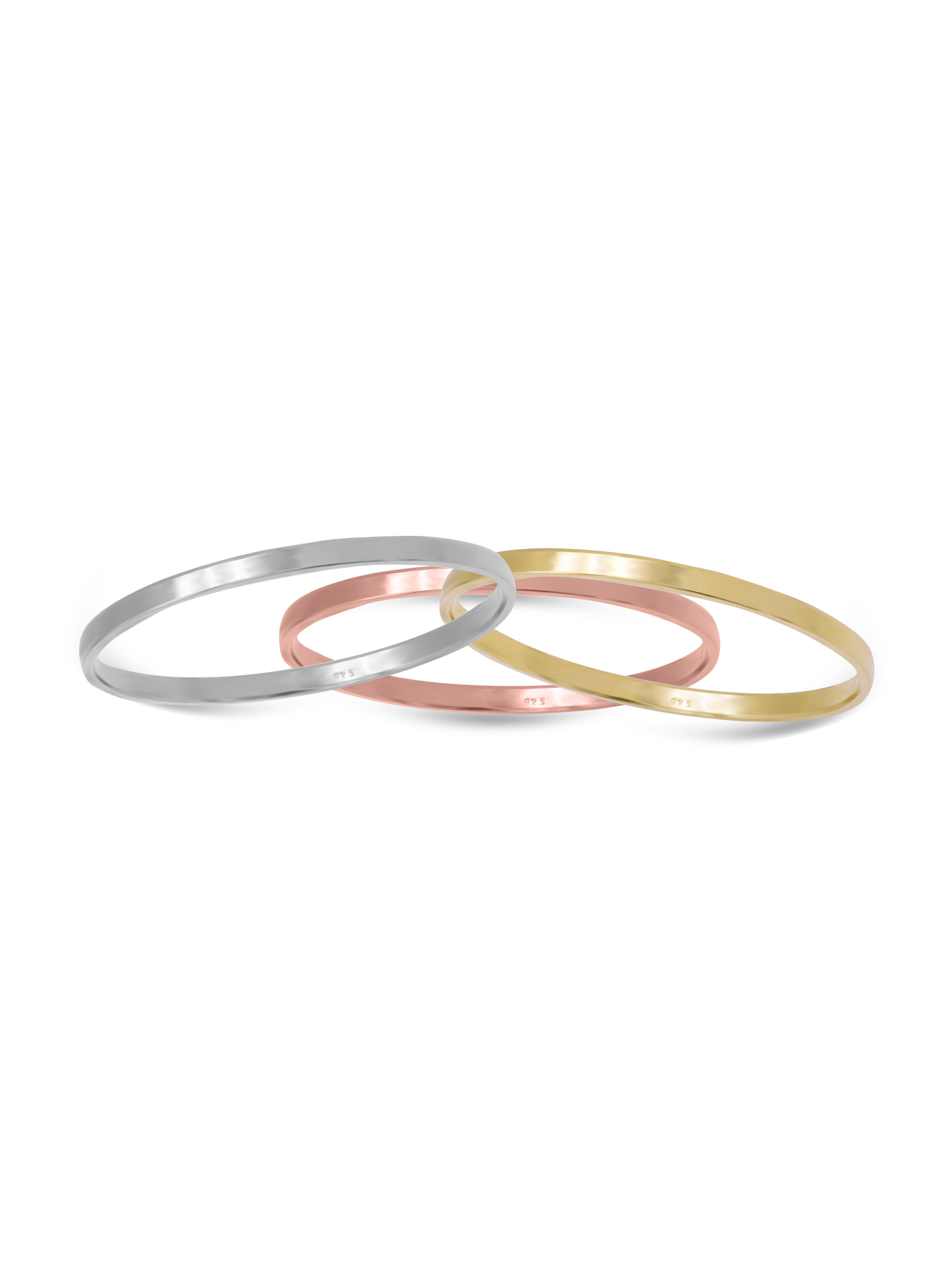 Tri-Colour Silver Bangles