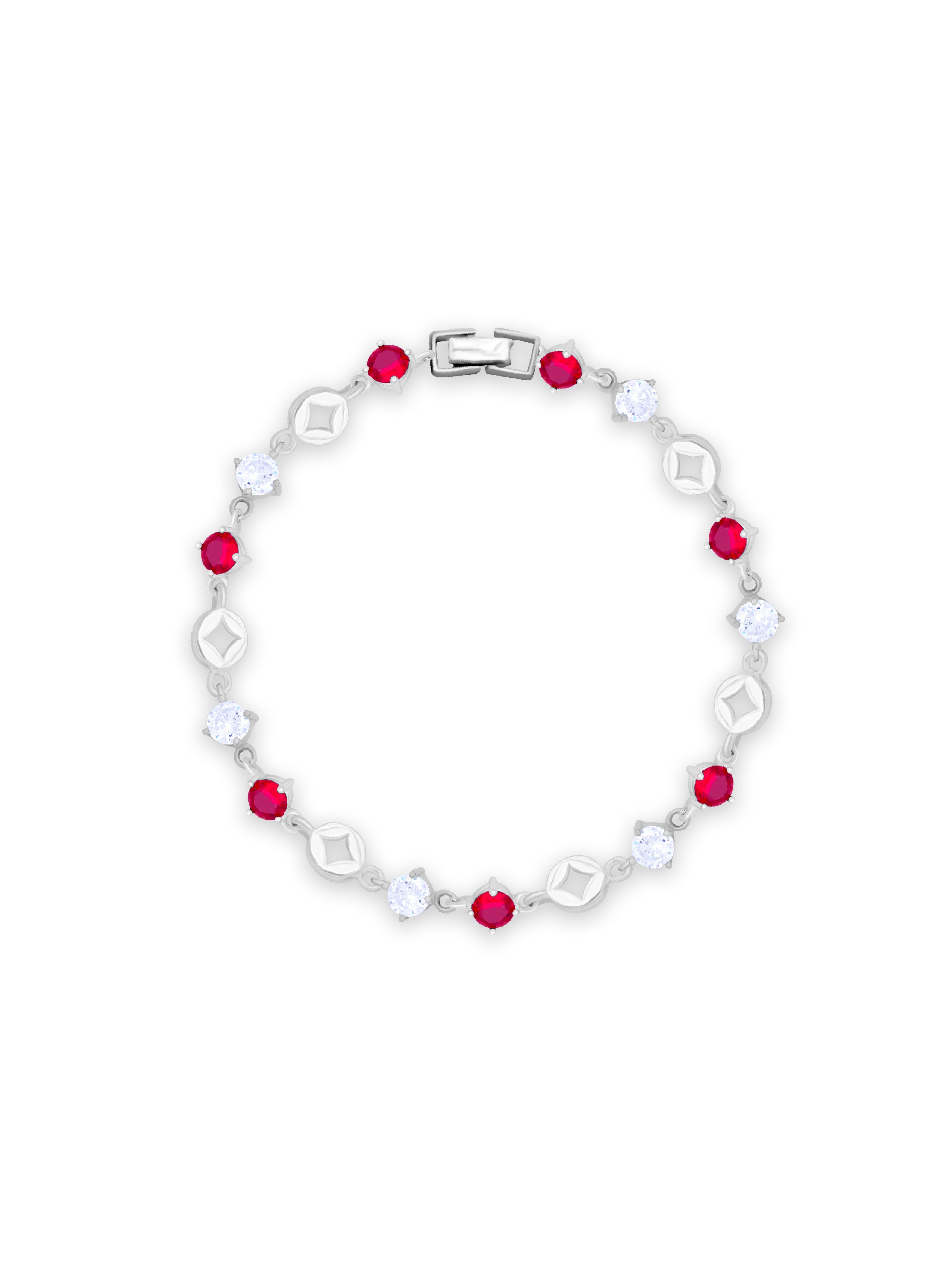 Ruby Bliss Silver Chain Bracelet