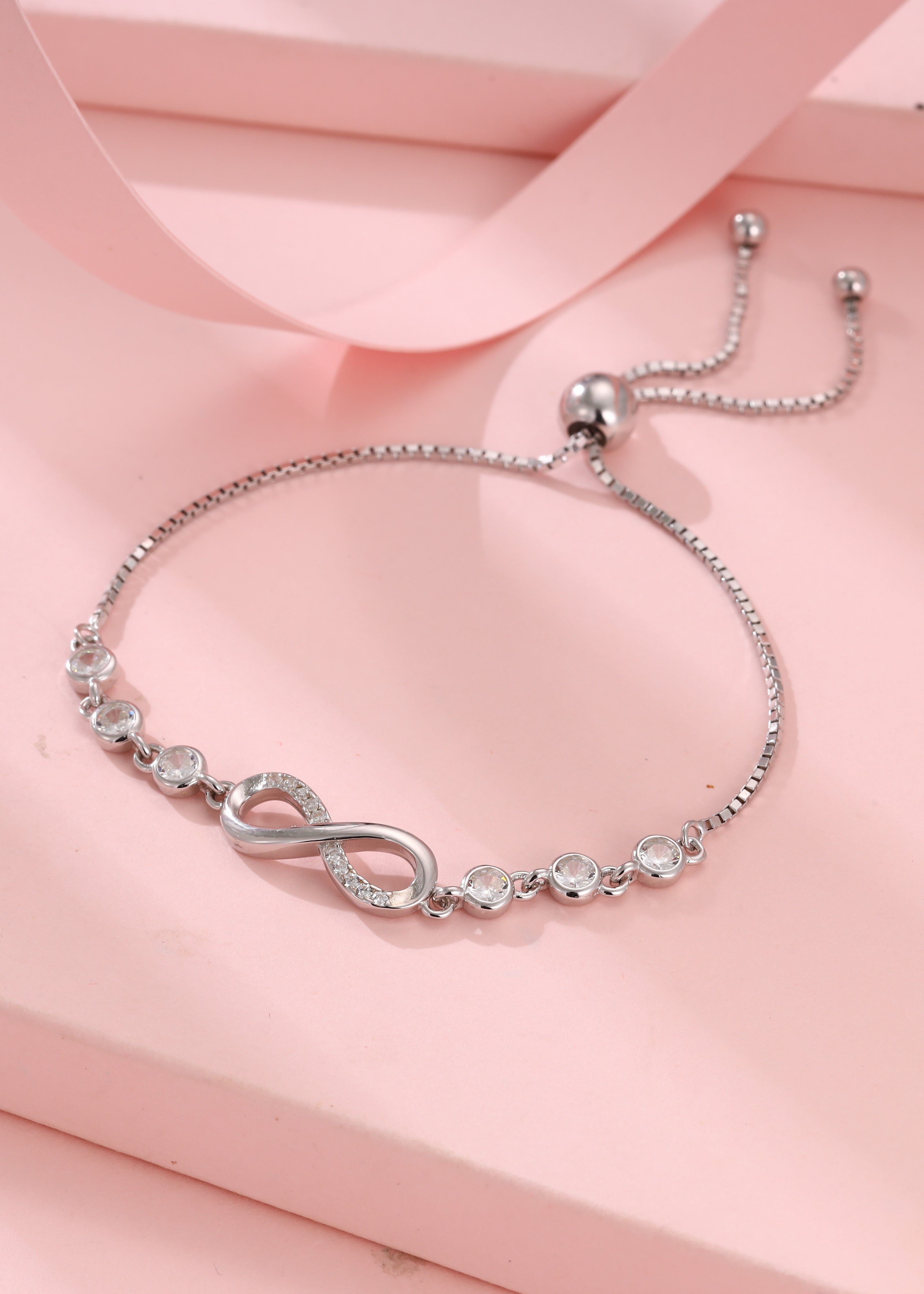 Infinity Love Silver Adjustable Bracelet