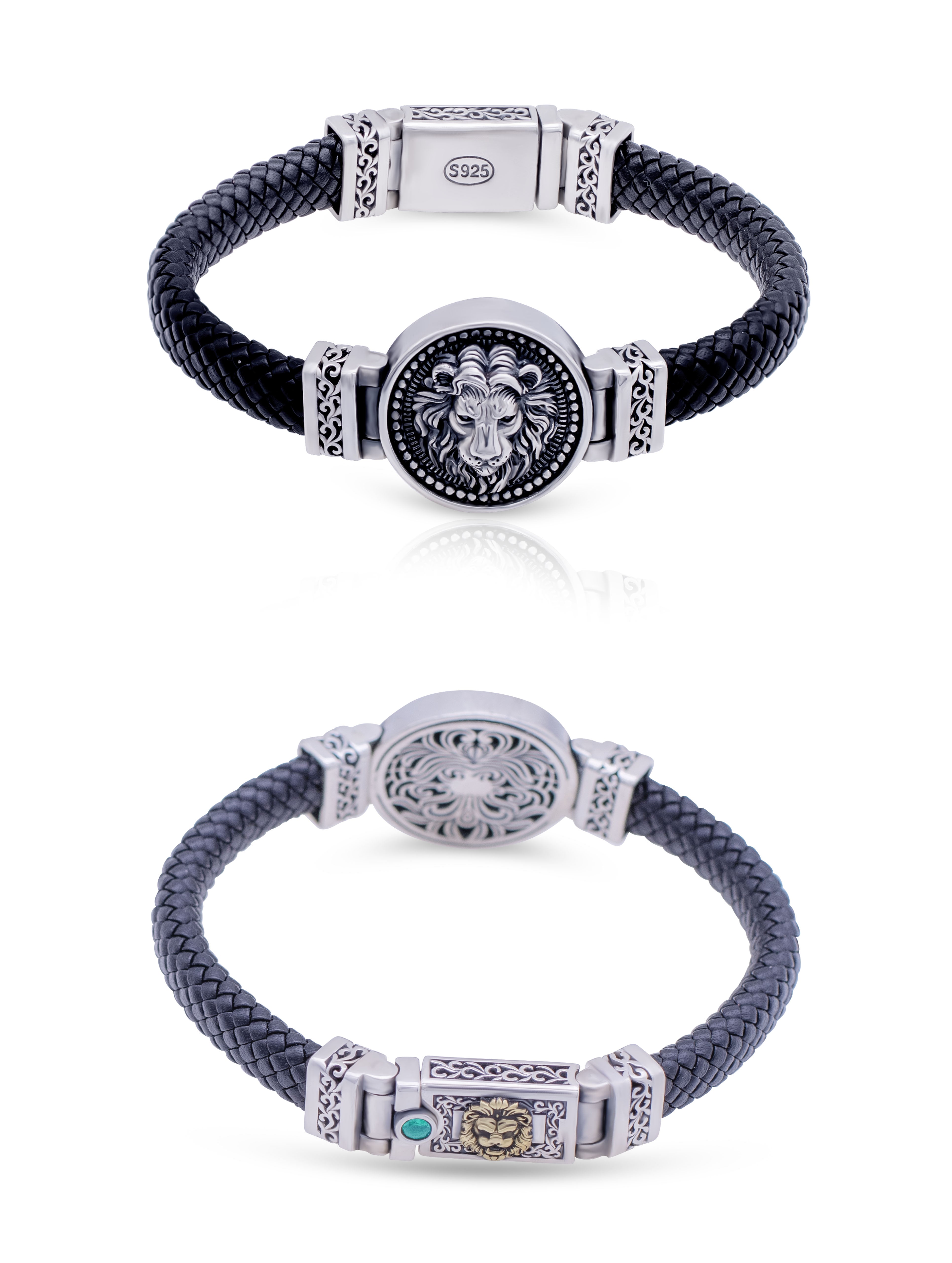 Rugged Silver Clasp Leather Bracelet