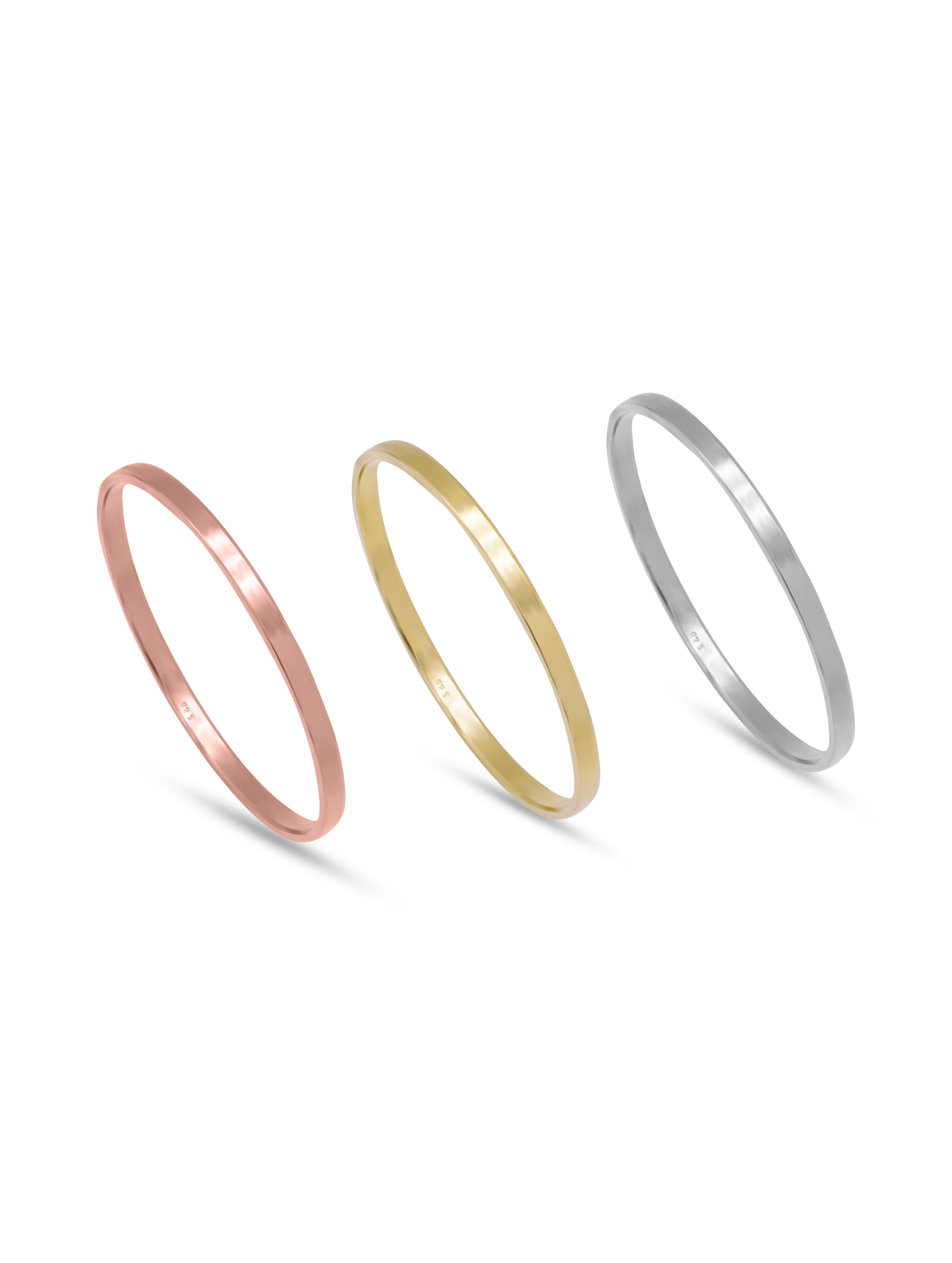 Tri-Colour Silver Bangles