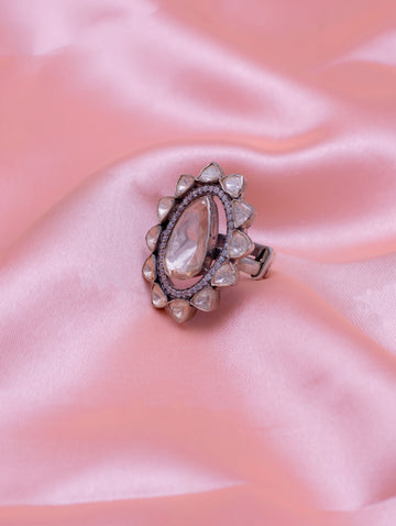 Adjustable Silver Moissanite Ring