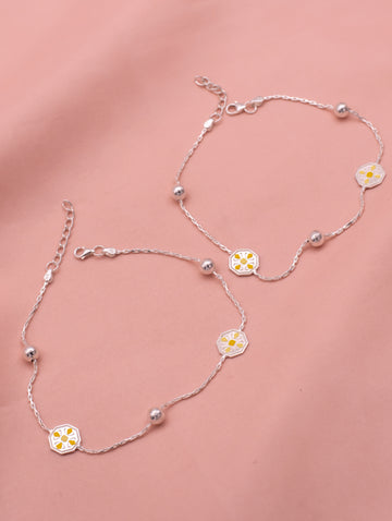 Sunshine Blossom Silver Anklet