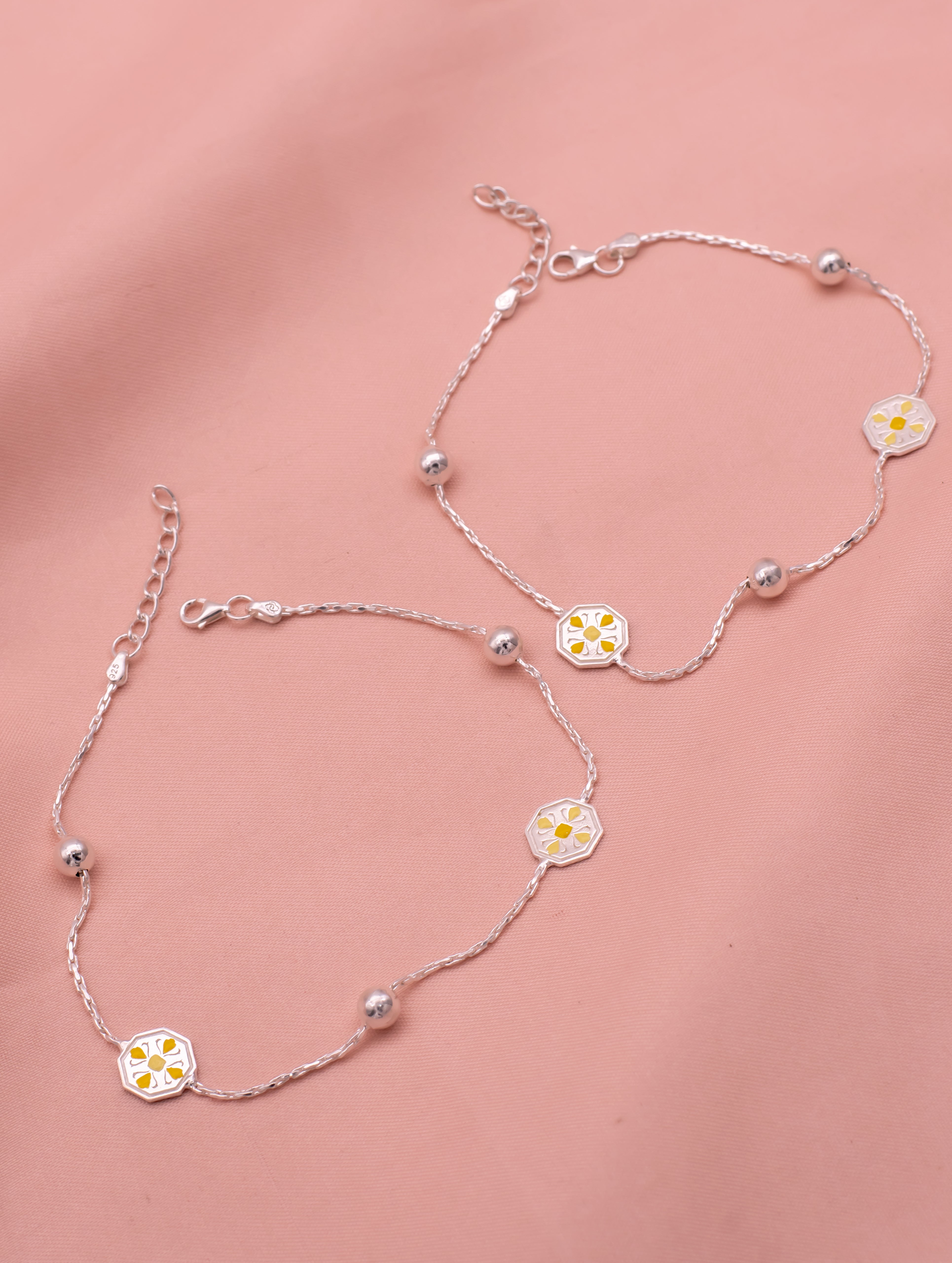 Sunshine Blossom Silver Anklet