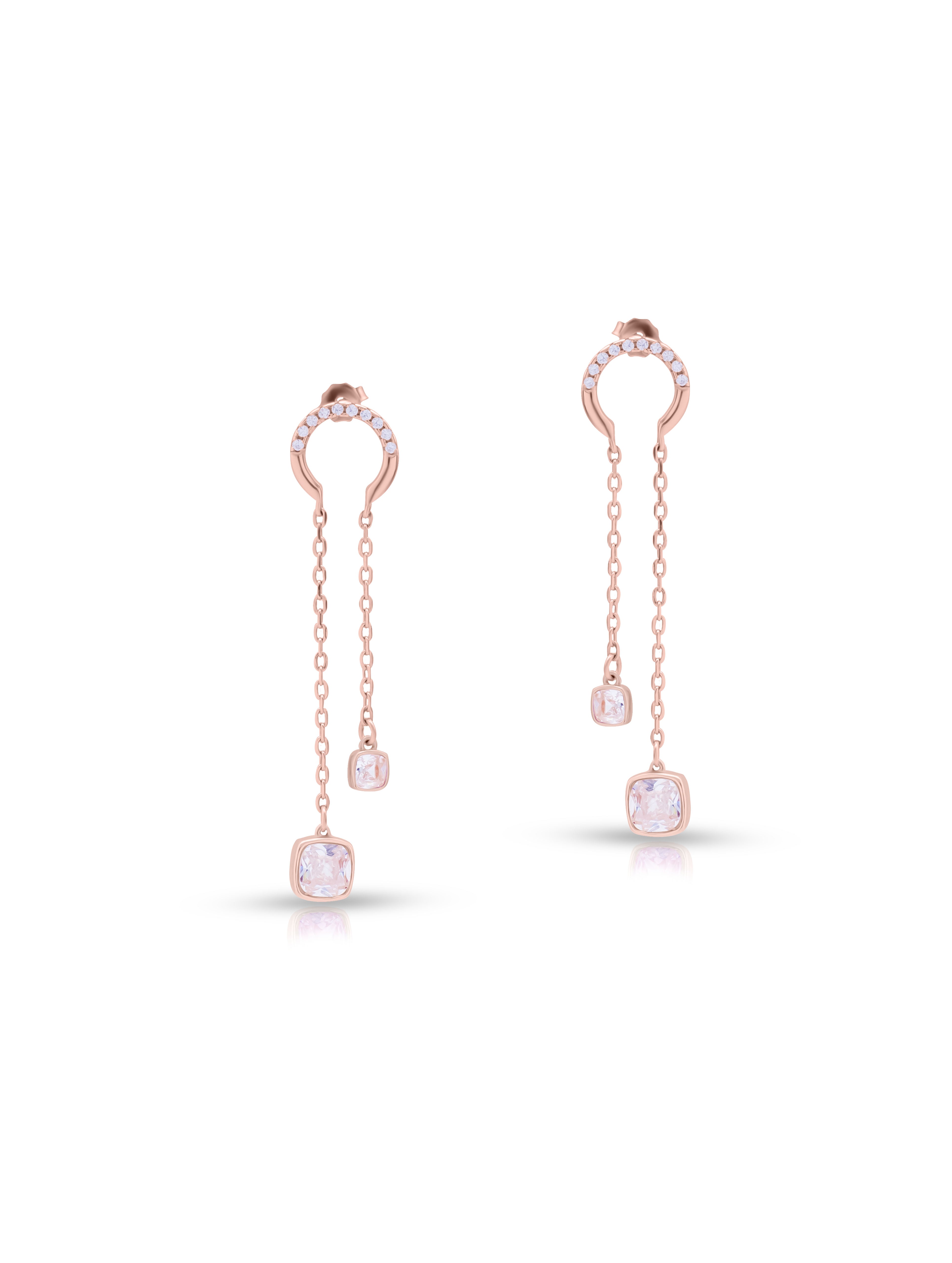 White Square Stone Dangling Earrings