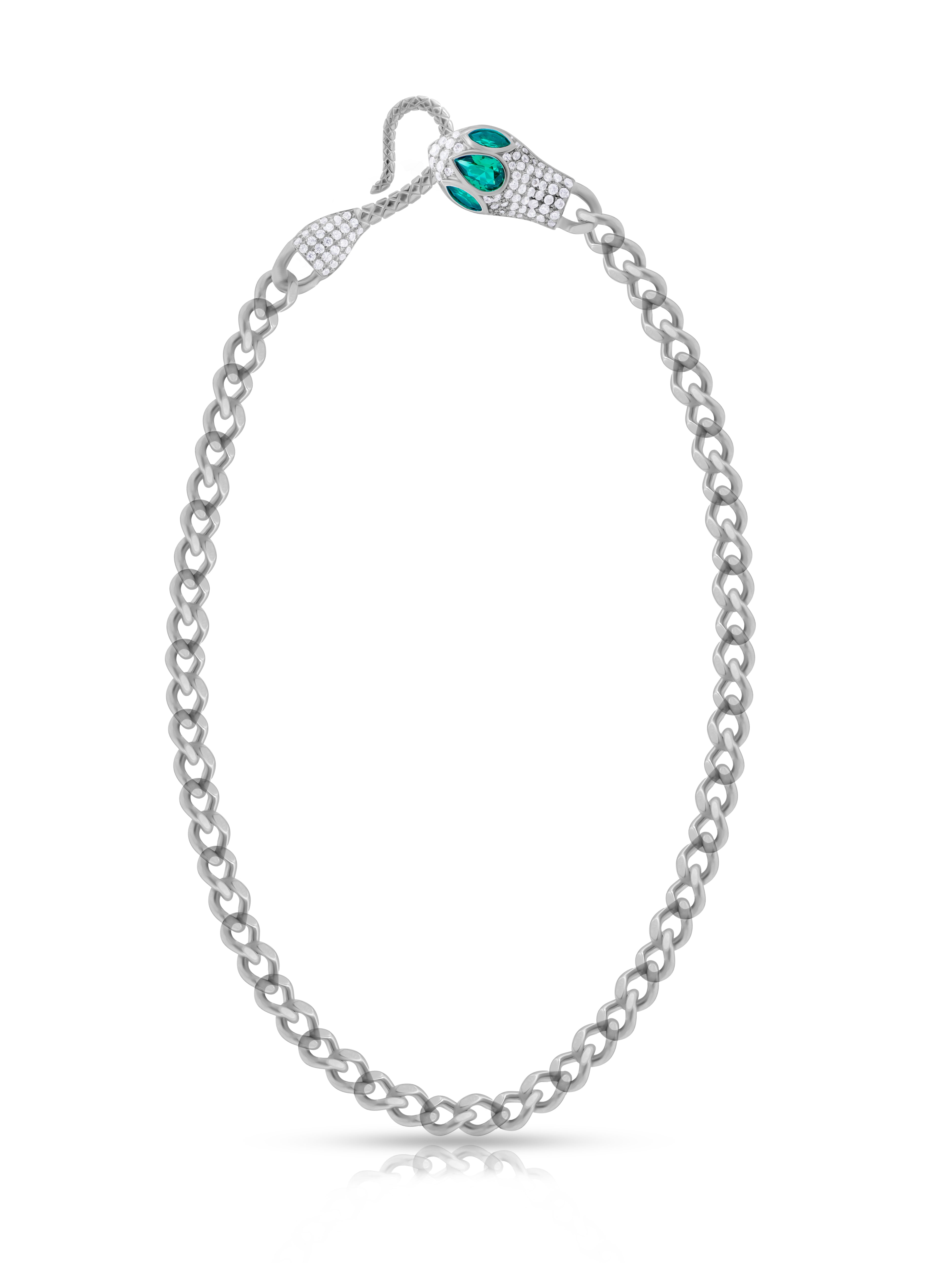 Silver Cuban Chain with Snake Lock