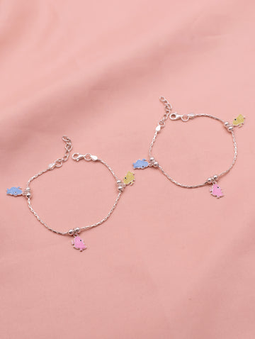 Pastel Birds Silver Anklet