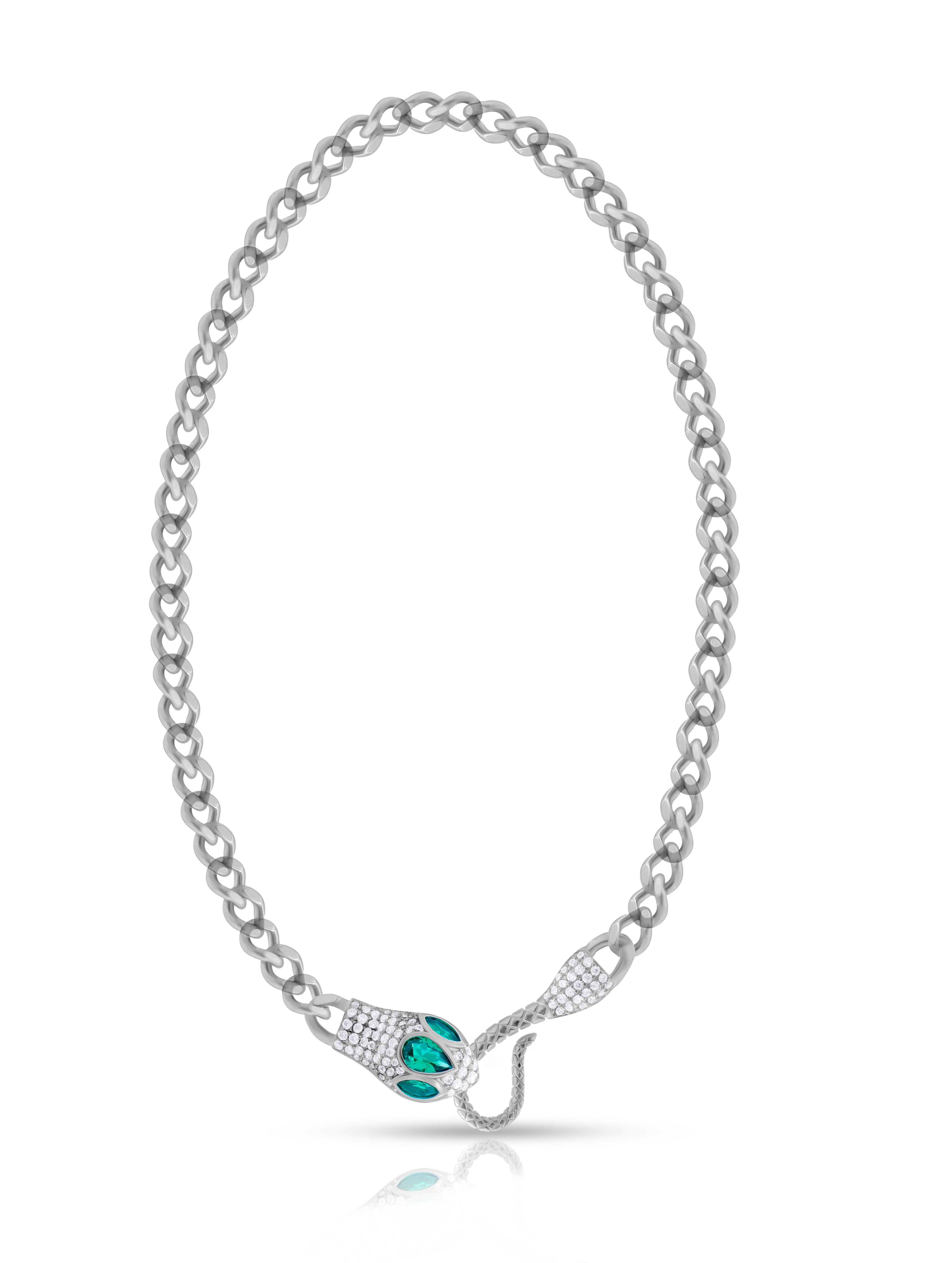 Silver Cuban Chain with Snake Lock