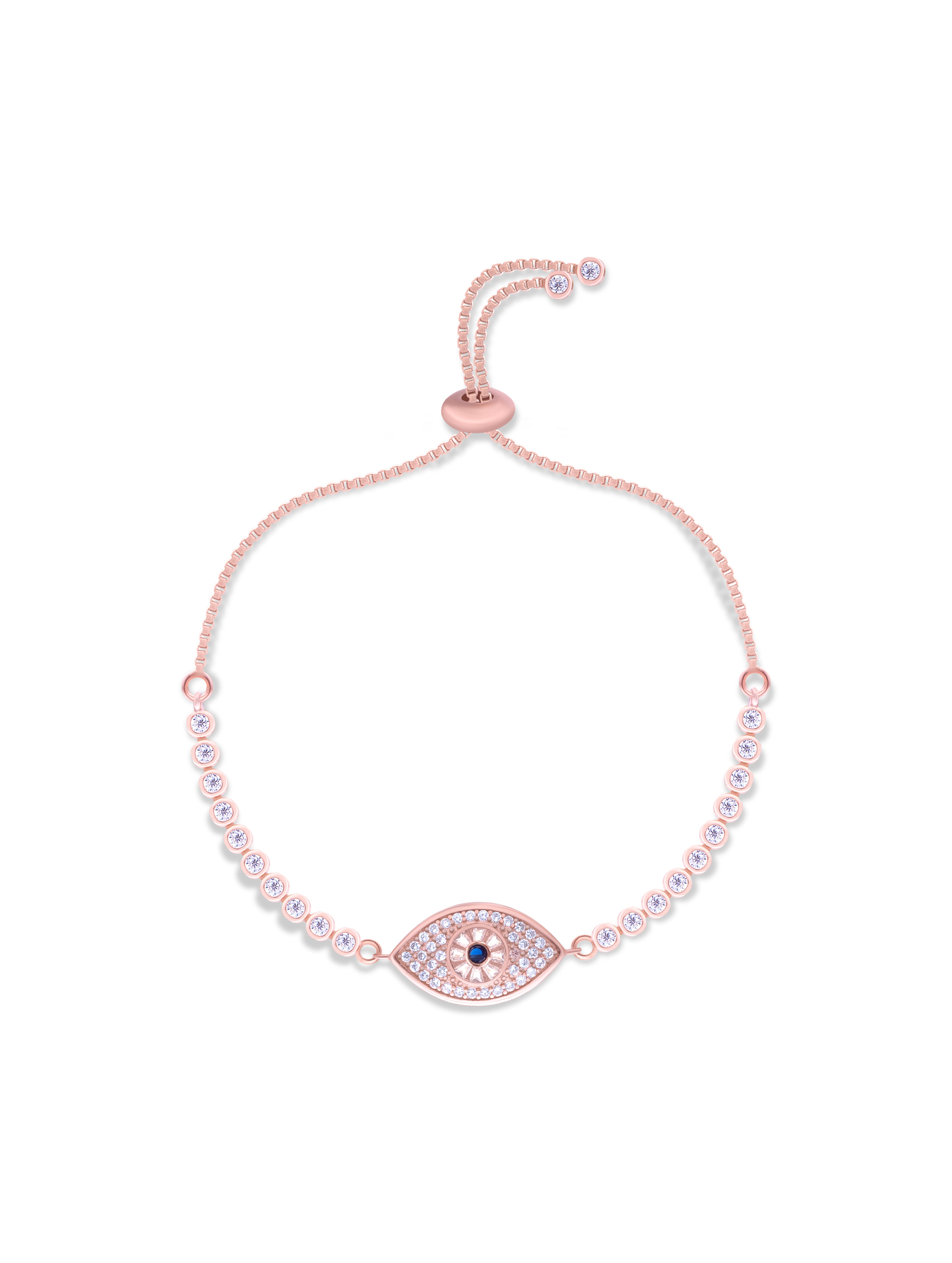 Rose Gold Evil Eye Adjustable Bracelet