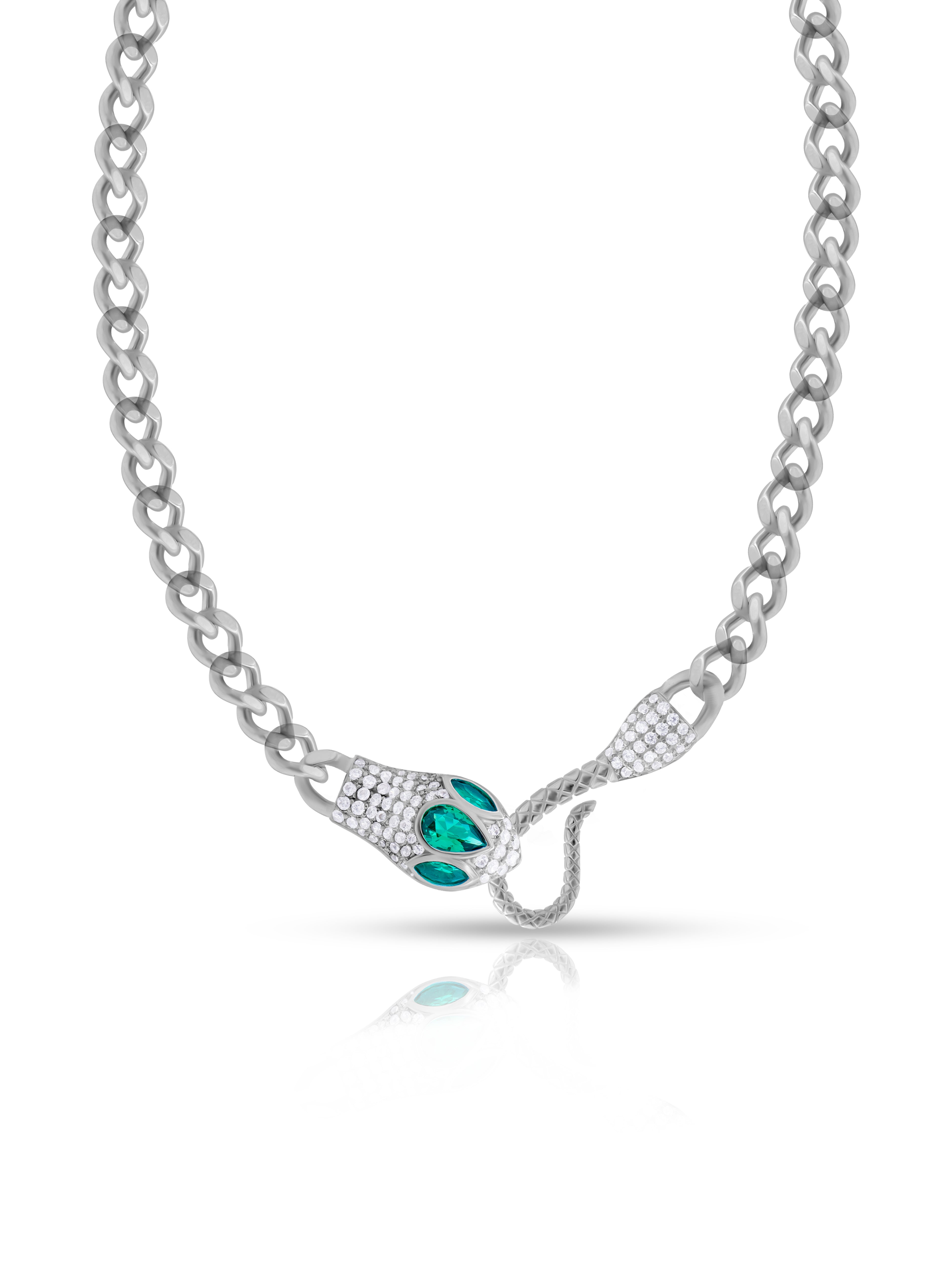 Silver Cuban Chain with Snake Lock