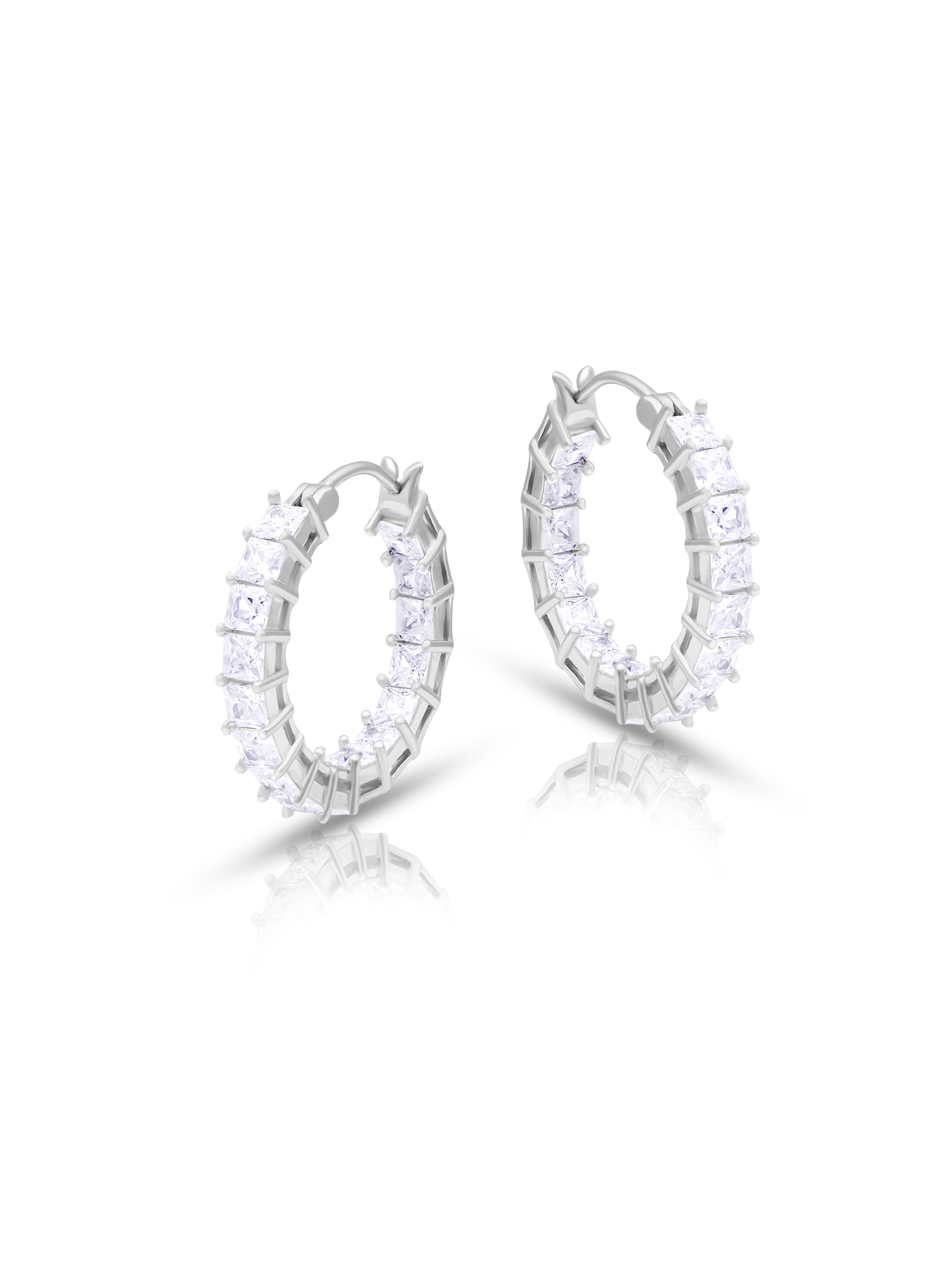 Silver Swarovski Loop Earrings