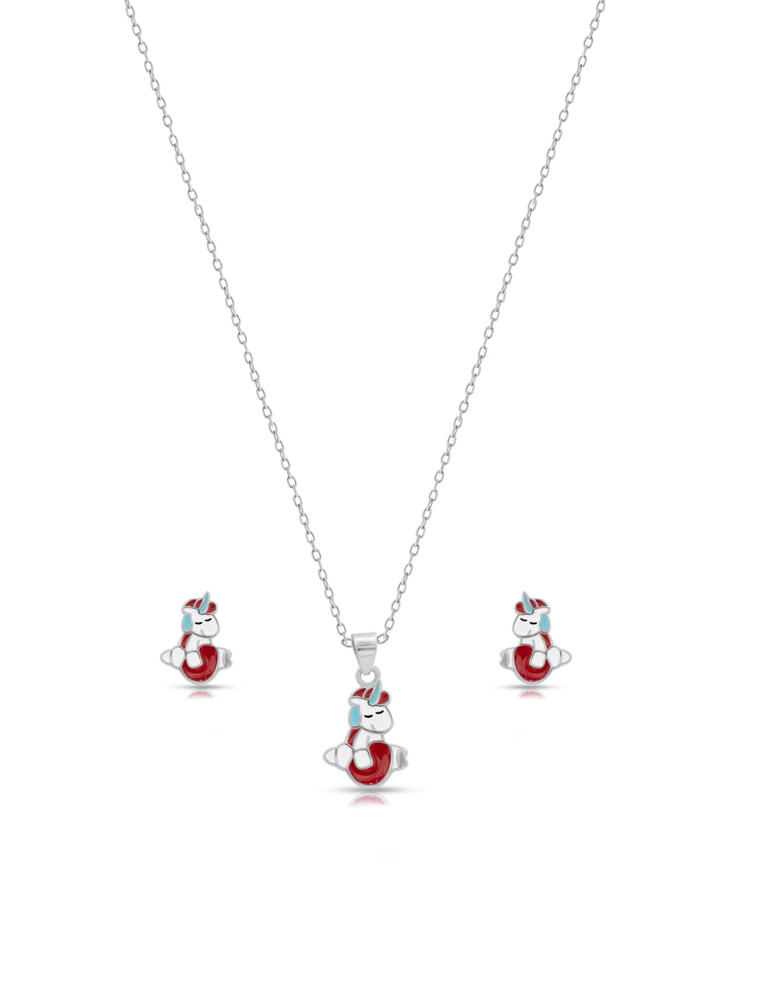 Unicorn Enamel Silver Chain