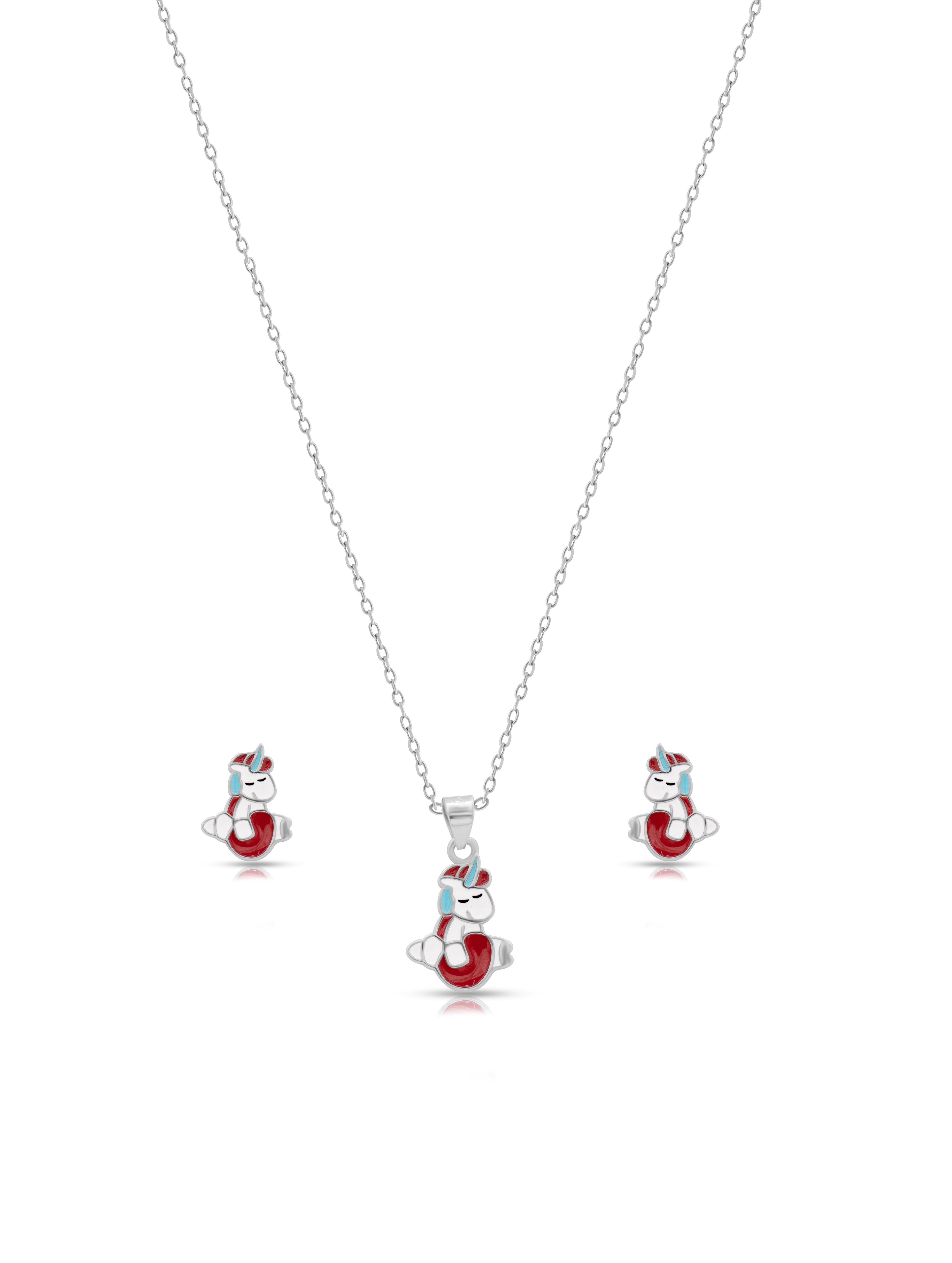 Unicorn Enamel Silver Chain