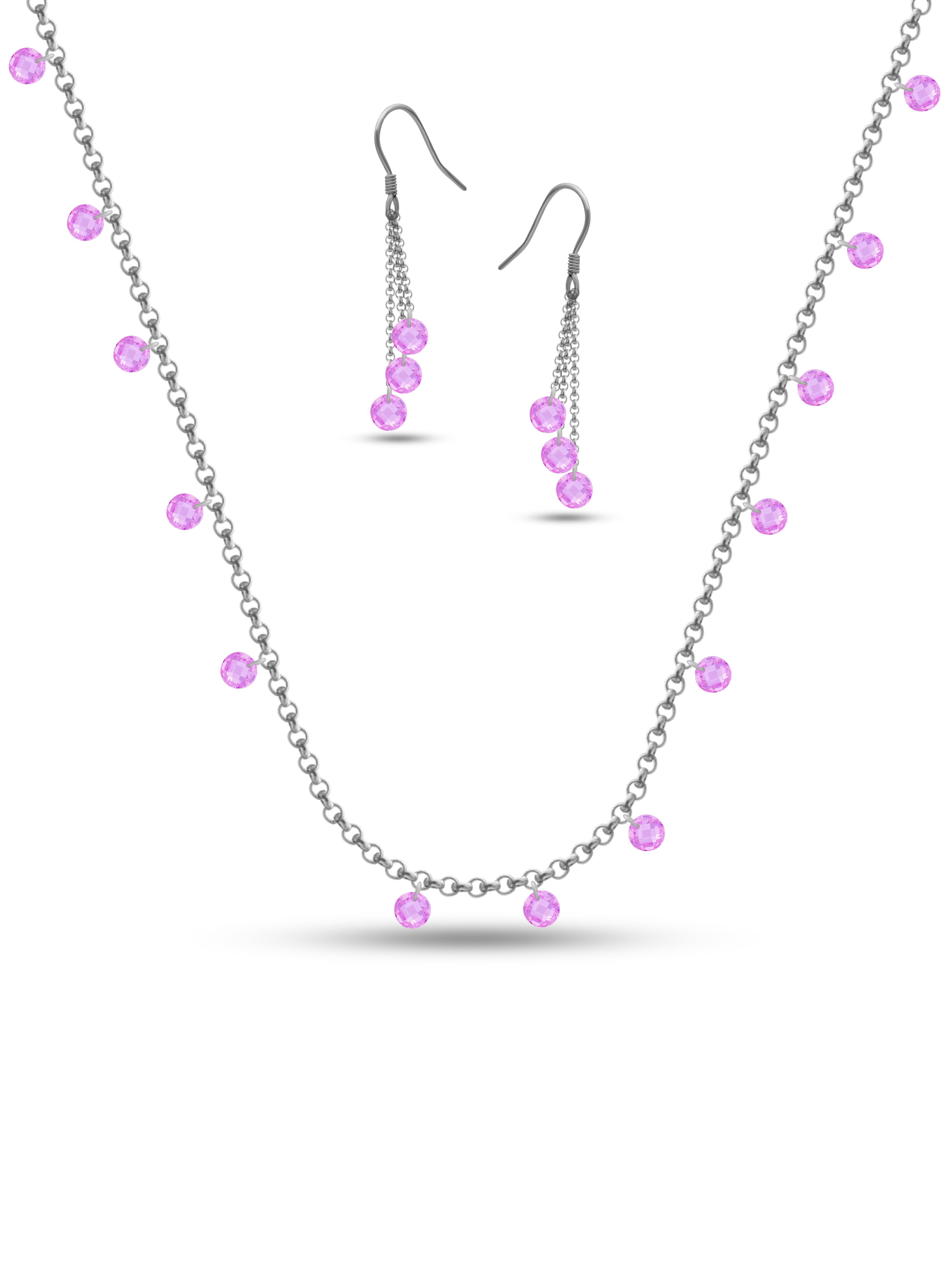 Silver Queen Charm Chain & Earrings Set