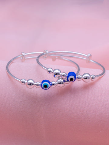 Silver Kids Bracelet with Evil Eye
