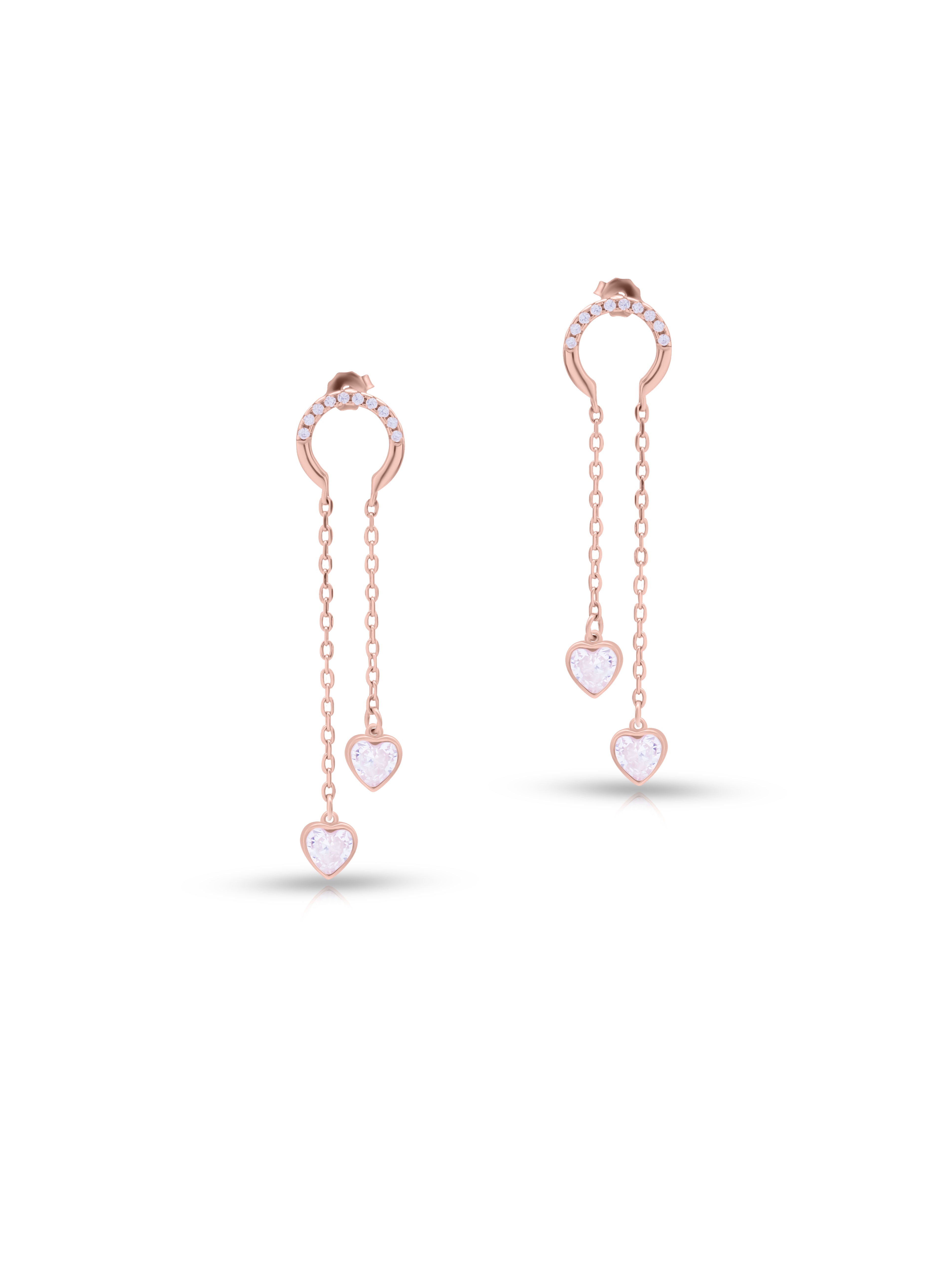 White Heart Stone Dangling Earrings