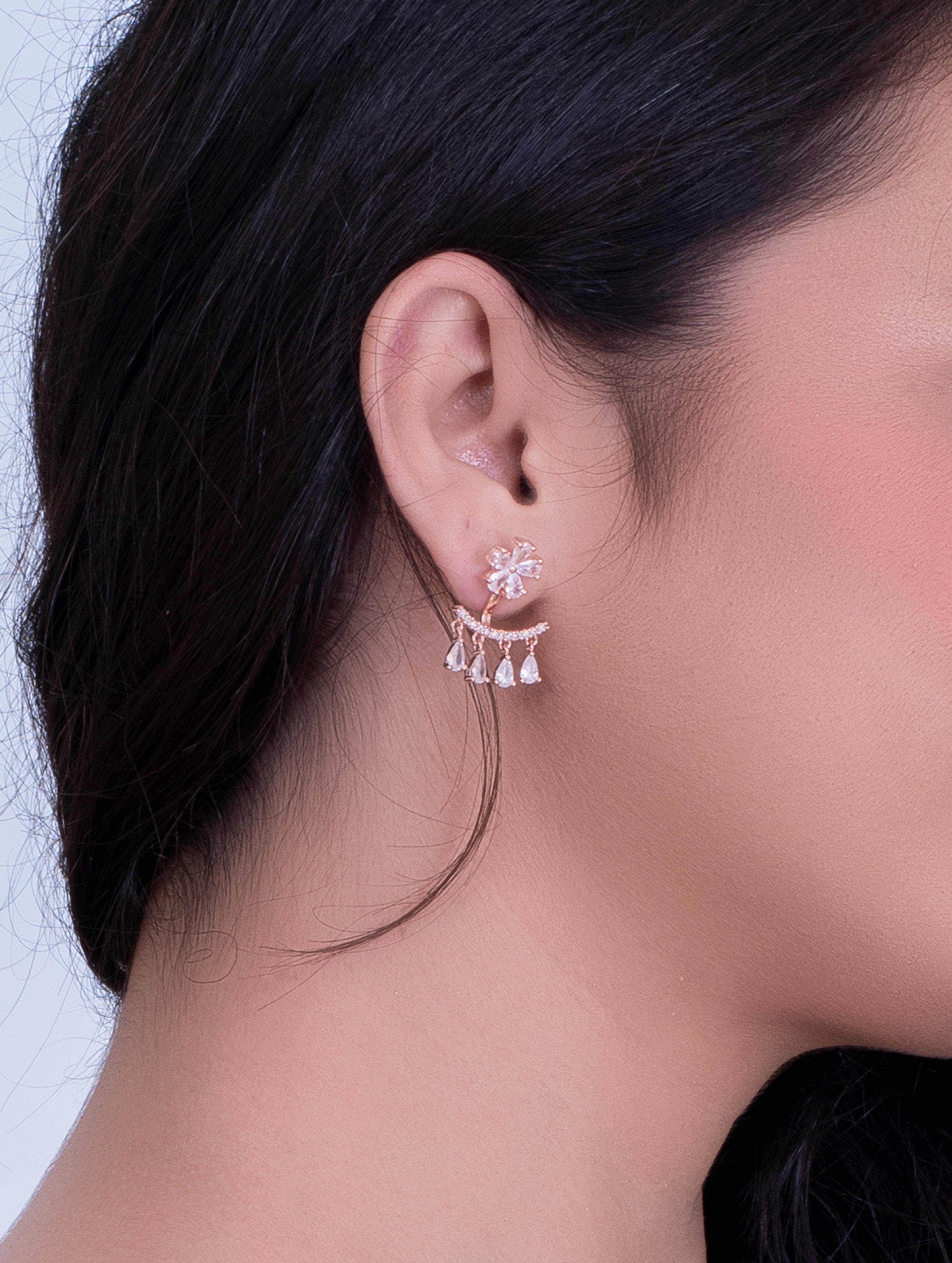 2 in 1 Flower Dangling Earrings