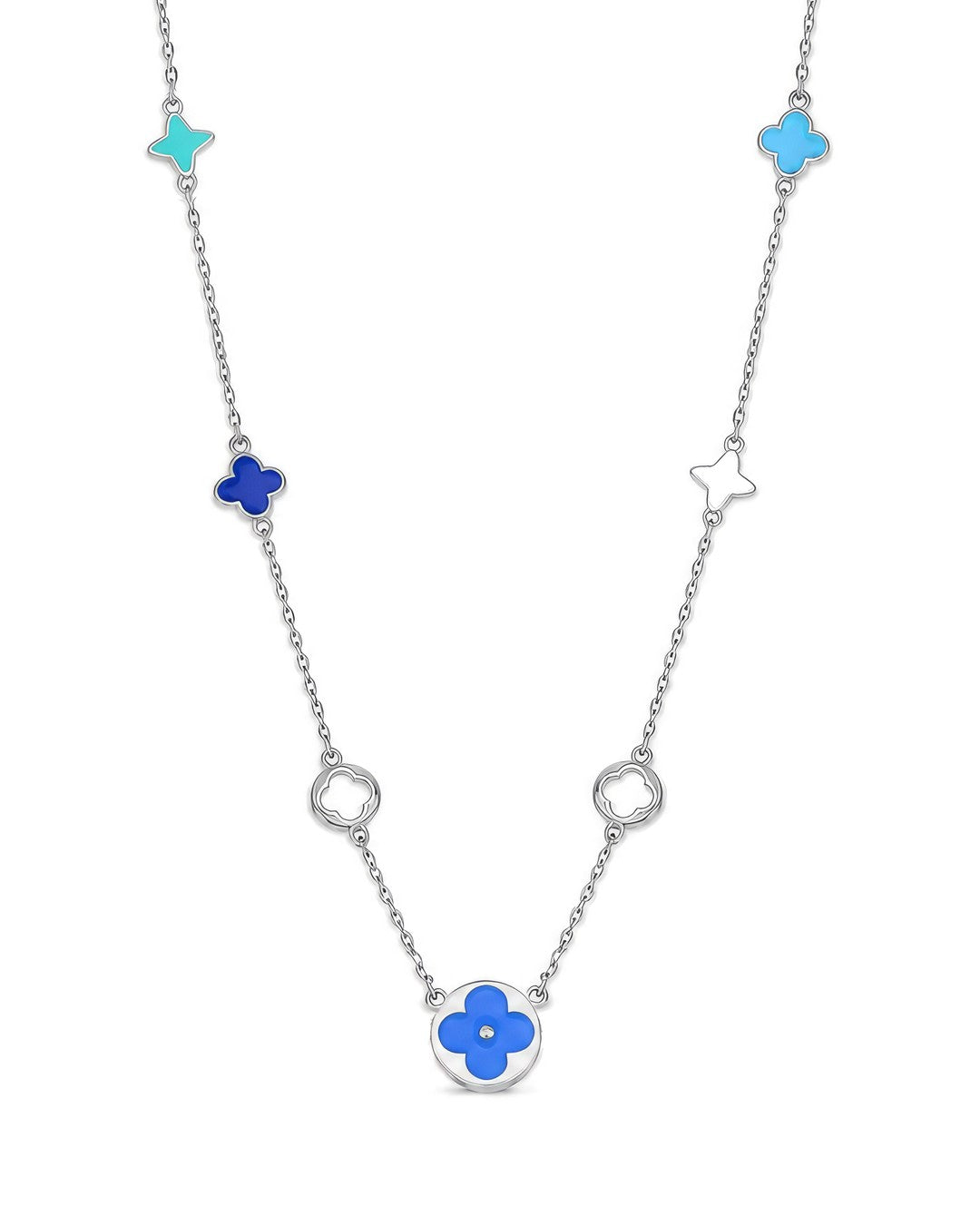 Enamel Clover Station Necklace