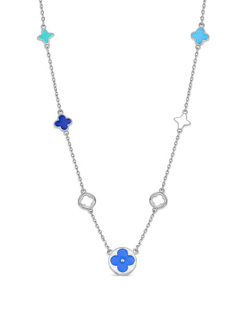 Enamel Clover Station Necklace