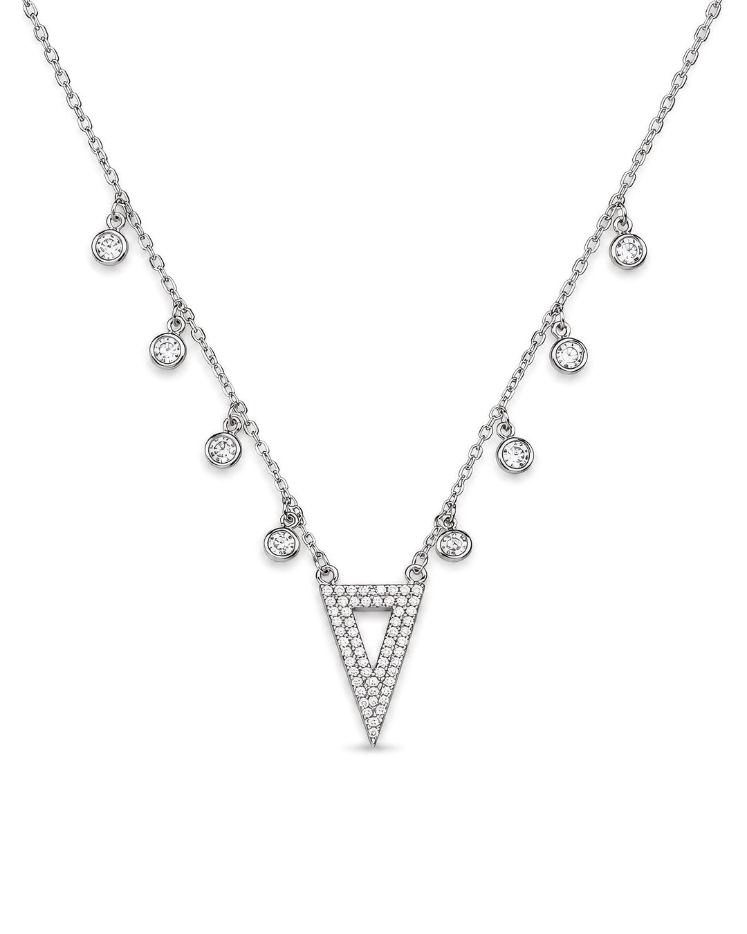 Triple Halo CZ Bar Pendant Necklace