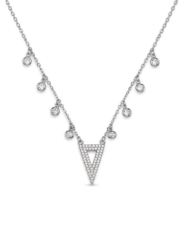 Triple Halo CZ Bar Pendant Necklace