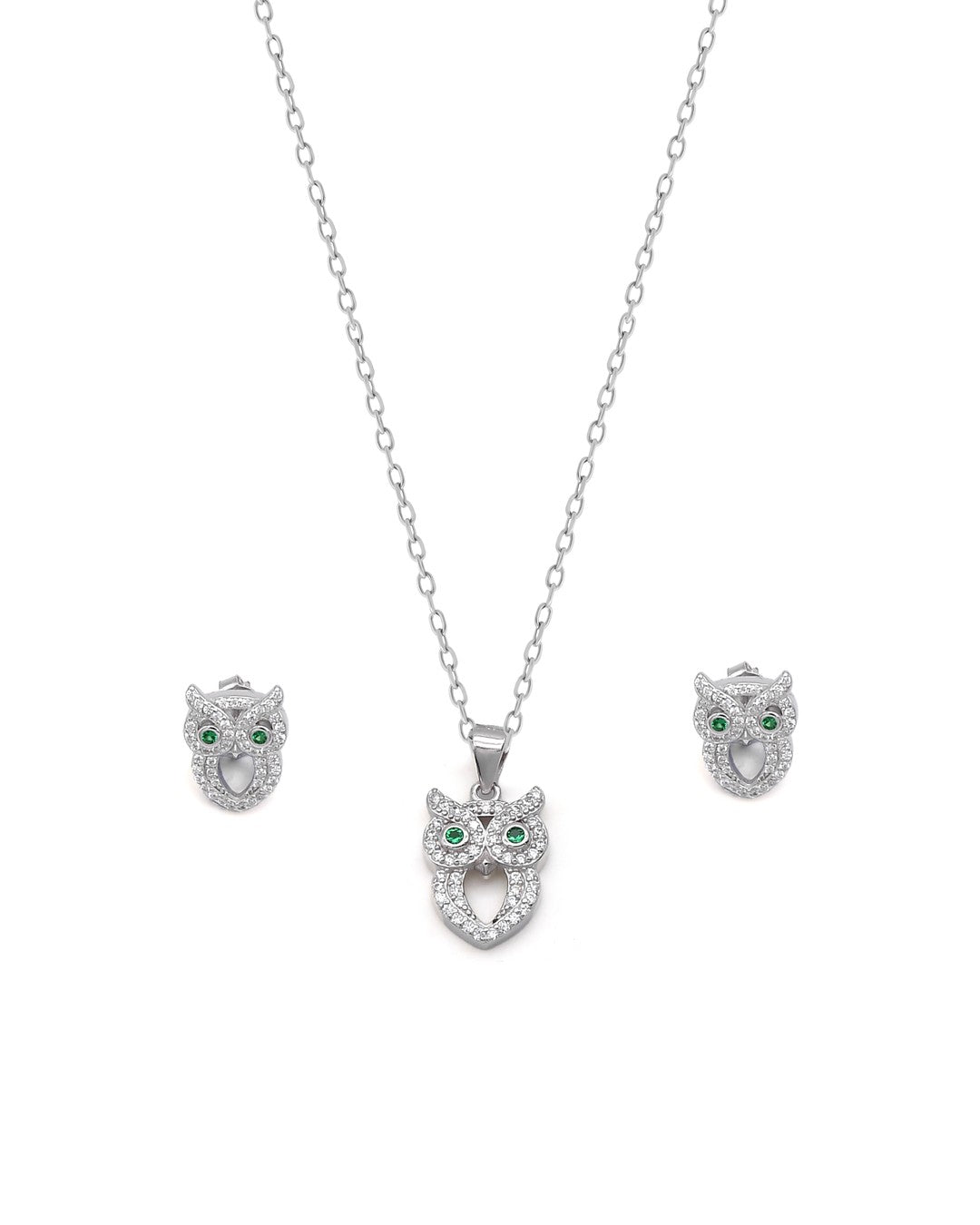 Double-Row CZ Collar Necklace & Chandelier Earring Set