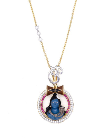 Krishna Sunburst Enamel Pearl Drop Pendant
