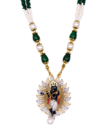 Lord Ganesha Peacock & CZ Statement Pendant