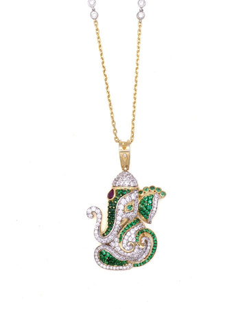 Krishna Black Enamel Lattice CZ Pendant