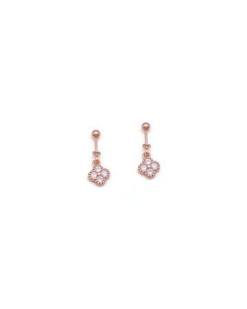 Rose Gold CZ Clover Drop Cartilage Earrings