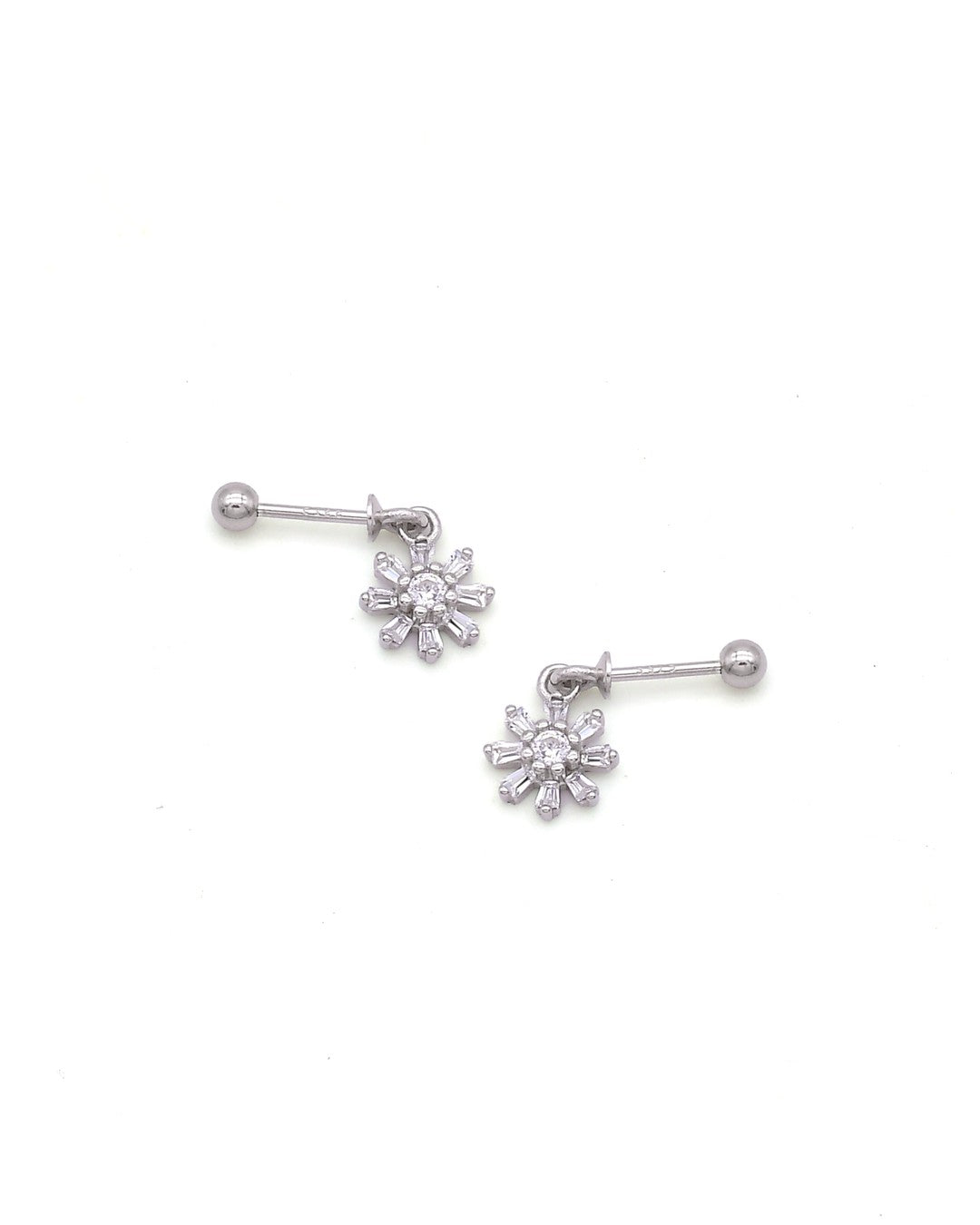 CZ Star Flower Drop Cartilage Earrings