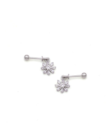CZ Star Flower Drop Cartilage Earrings