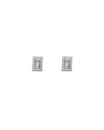 Black Onyx Square Pave Halo Stud Earrings