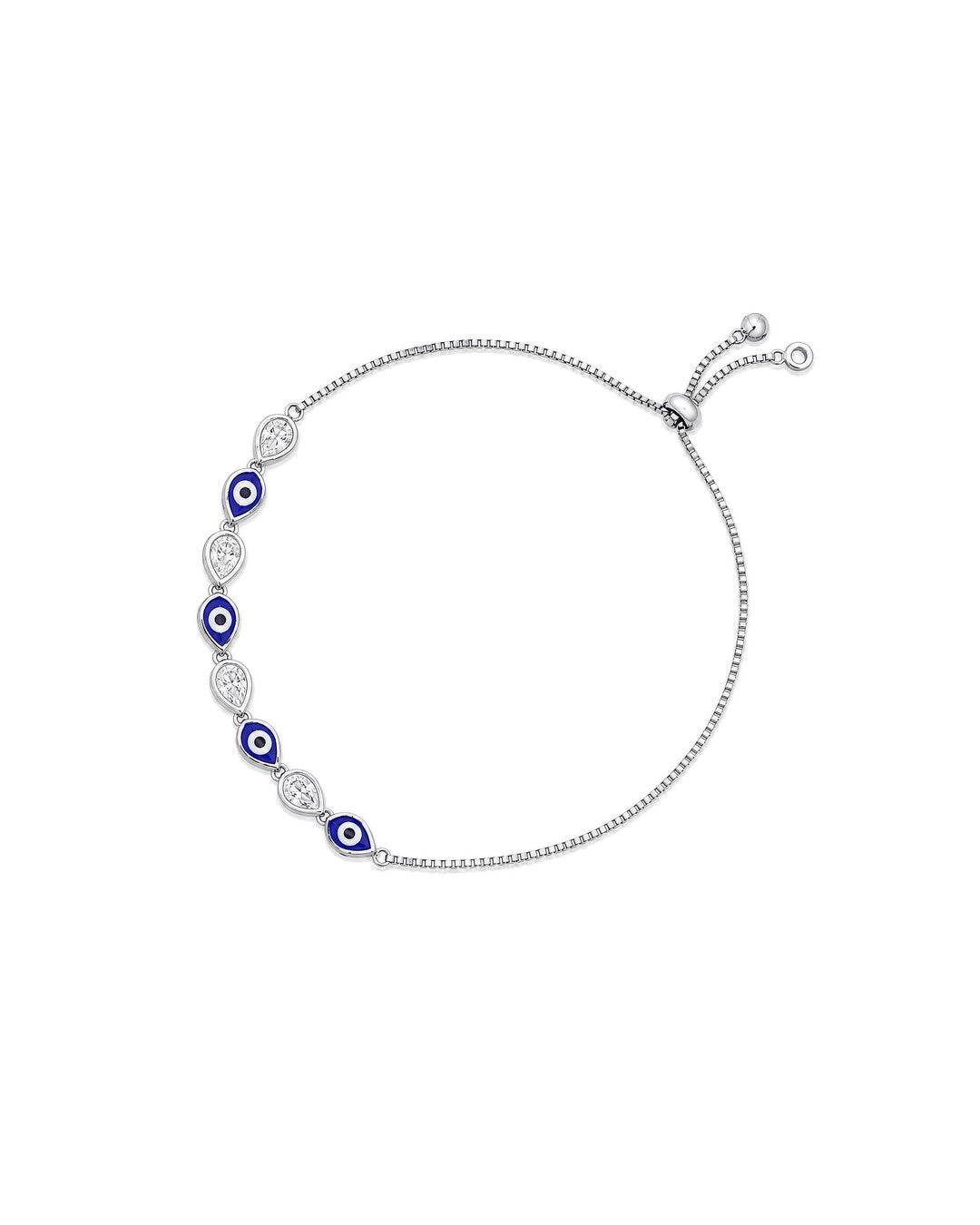 Adjustable CZ Tennis Bracelet with Pave Compass Charm