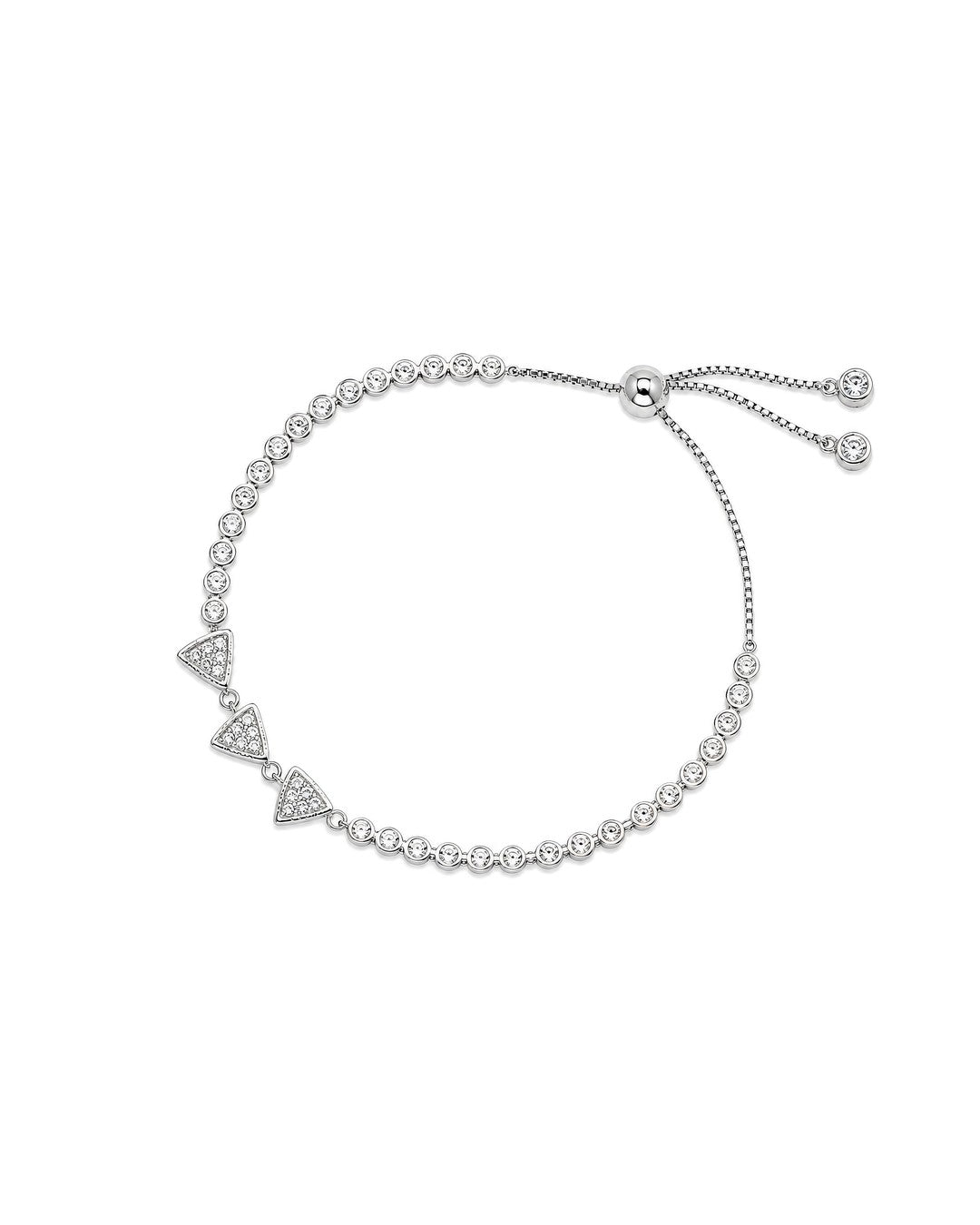 Adjustable Pave Triangle Trio Tennis Bracelet