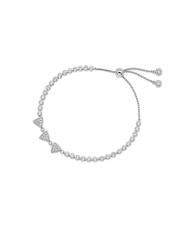 Adjustable Pave Triangle Trio Tennis Bracelet