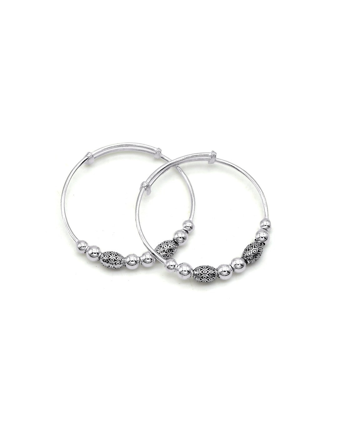 Smiley Face Charm Beaded Baby Bracelet Set (Pair)