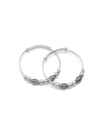 Smiley Face Charm Beaded Baby Bracelet Set (Pair)