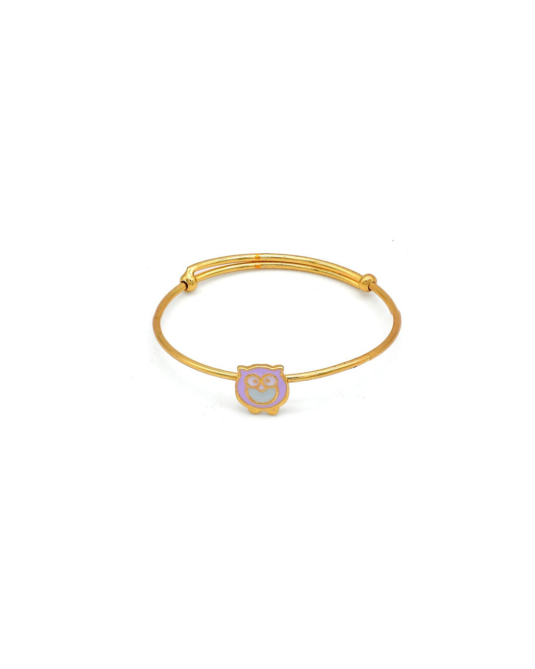 Gold-Plated Owl Enamel Charm Baby Bangle Set (Pair)