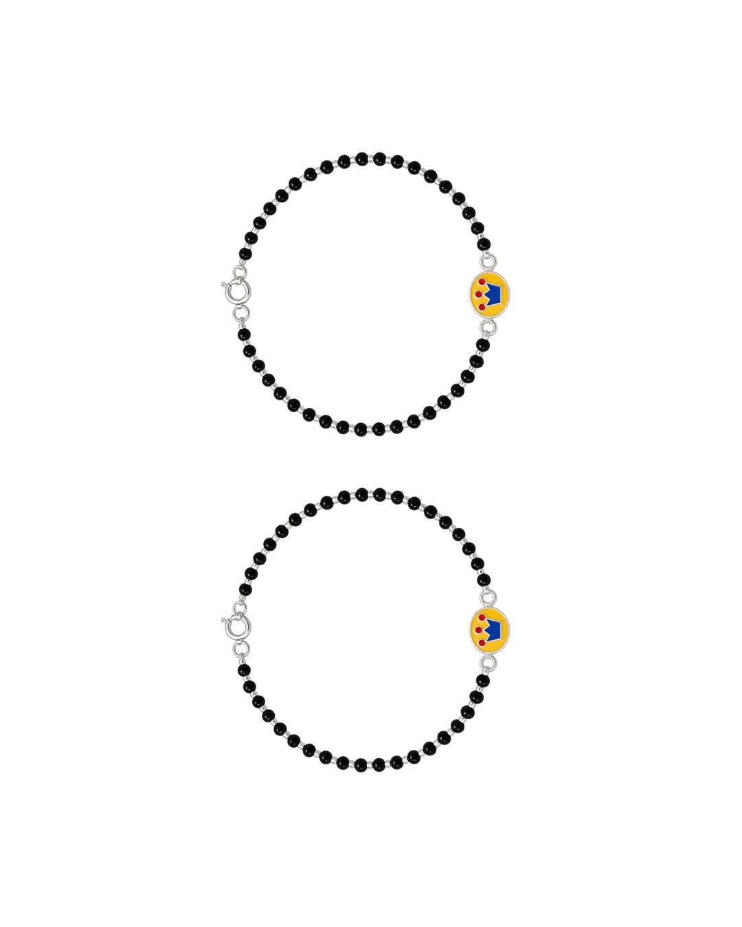 Scrollwork Engraved Beaded Baby Bangle Set (Pair)
