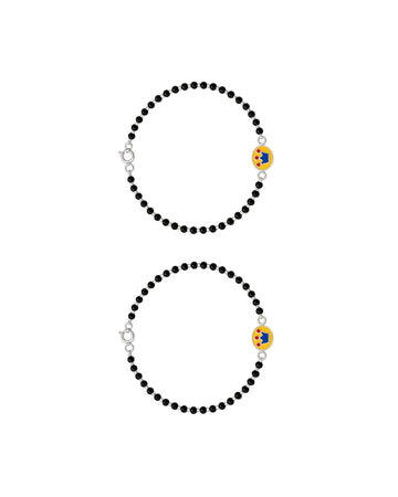 Scrollwork Engraved Beaded Baby Bangle Set (Pair)
